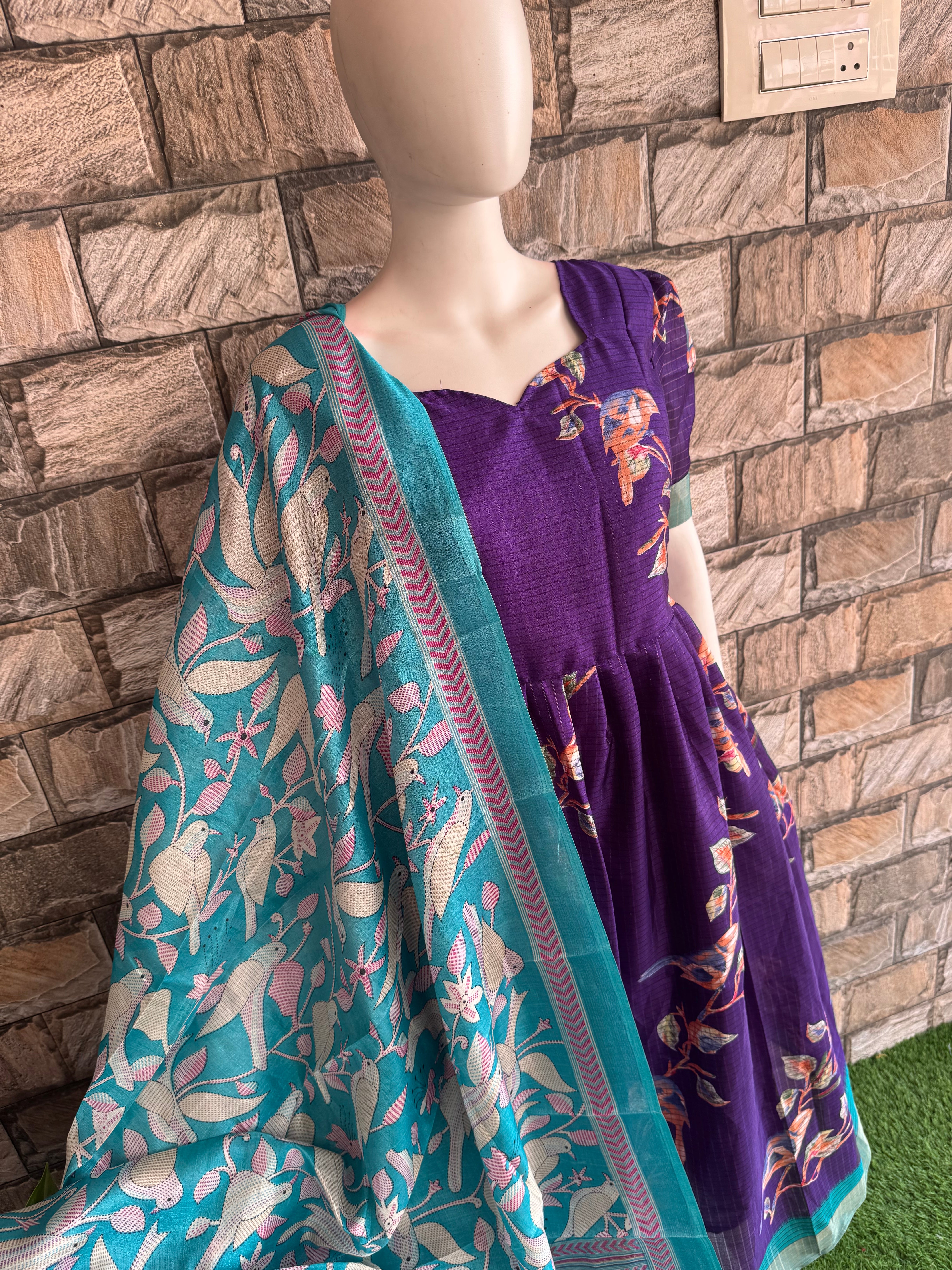 Sky blue poly khadhi dupatta
