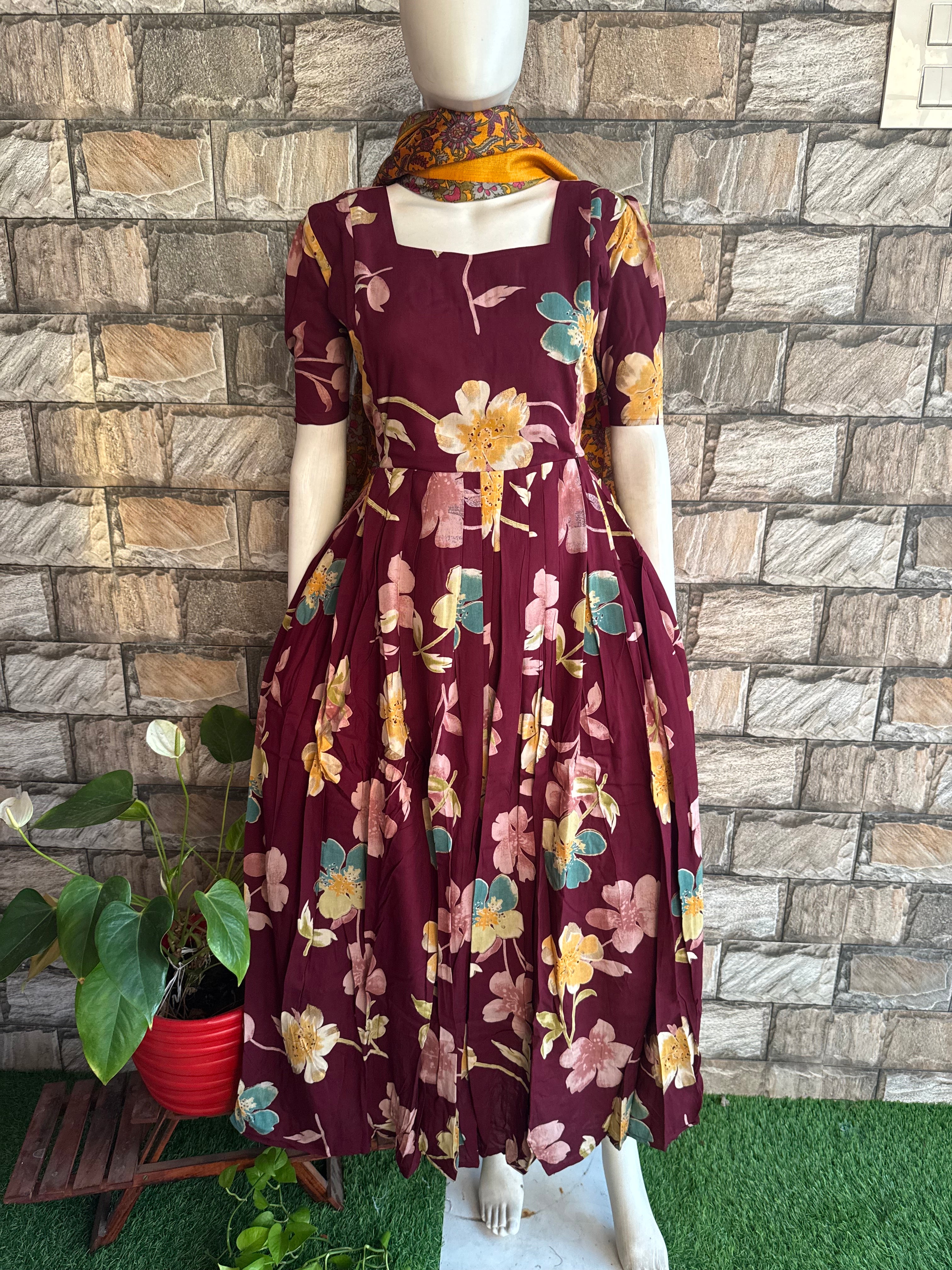 Maroonish wine Slub soft cotton Maternity maxi
