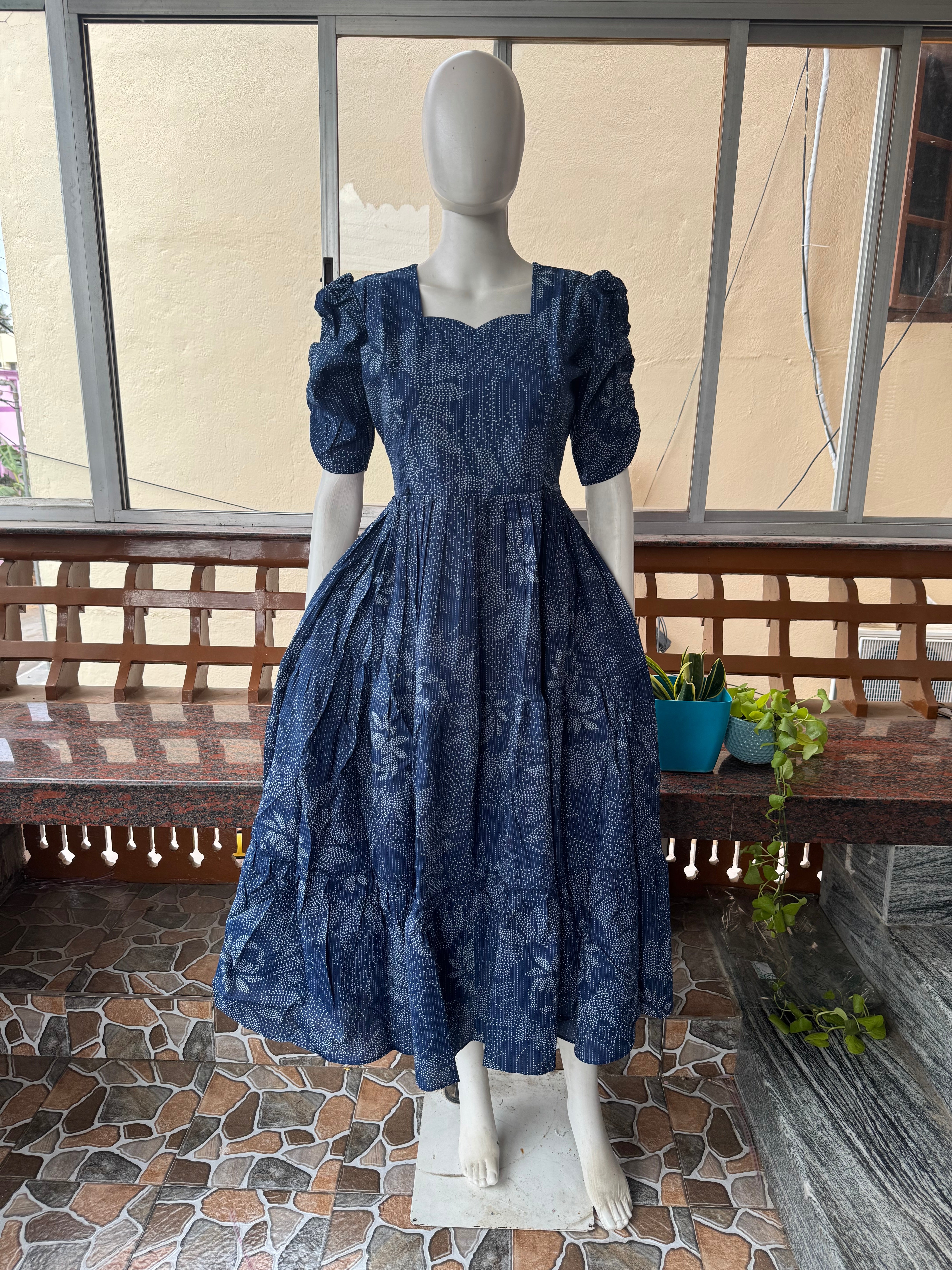 Soft kanta cotton Maternity Feeding  maxi - Indigo