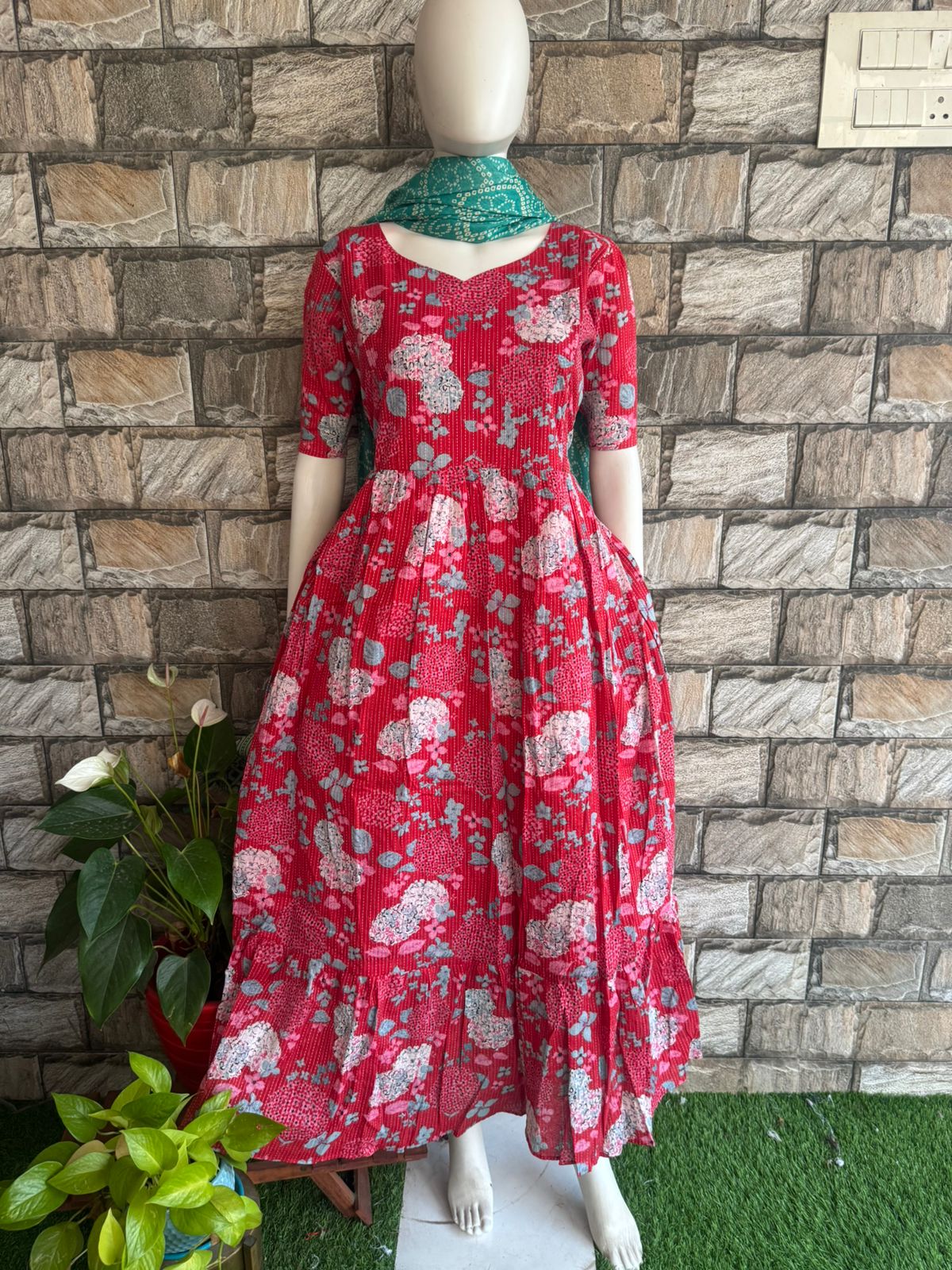 red kanta cotton maxi
