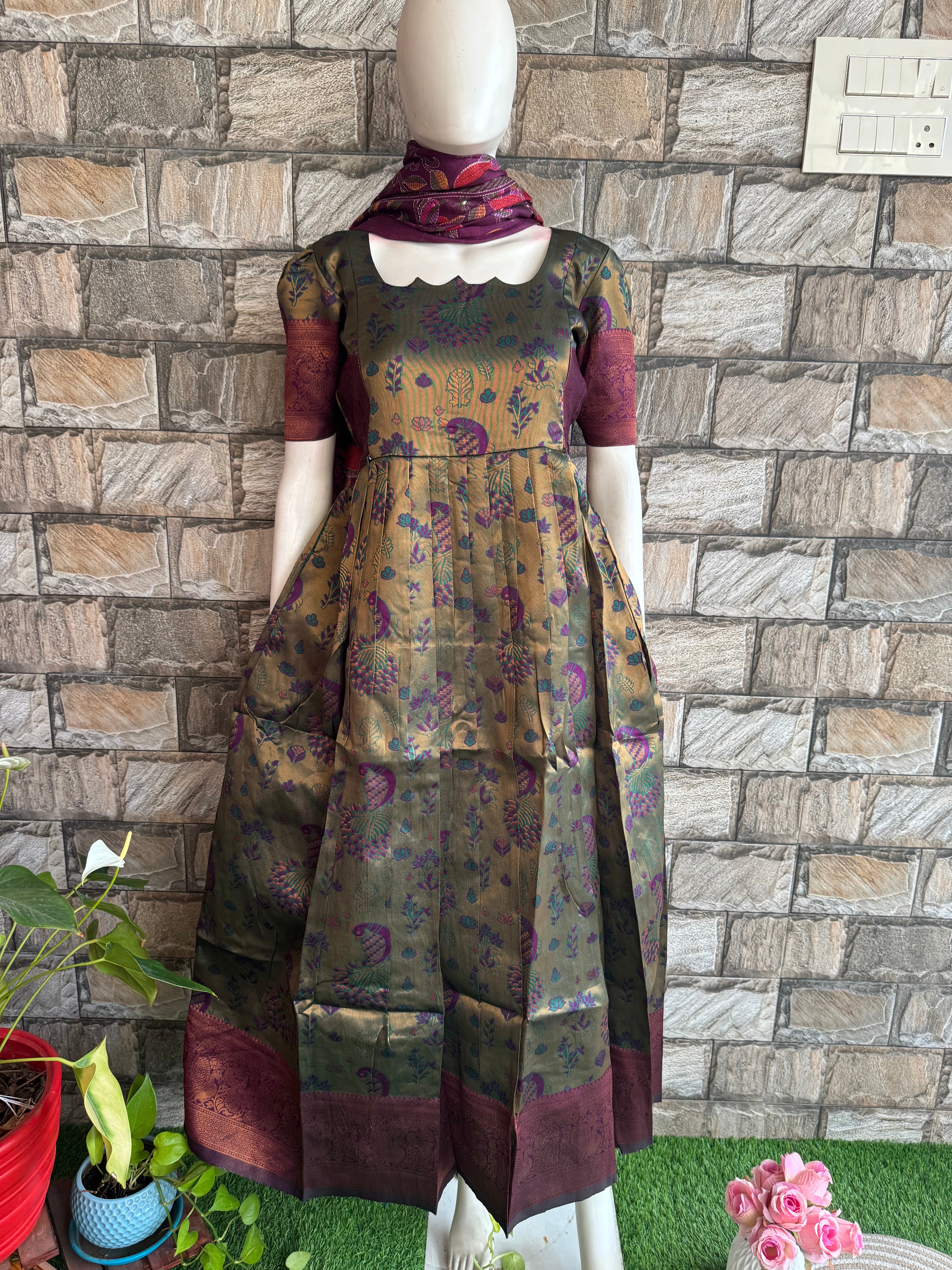 Festive wear Maternity Banarasi silk maxi