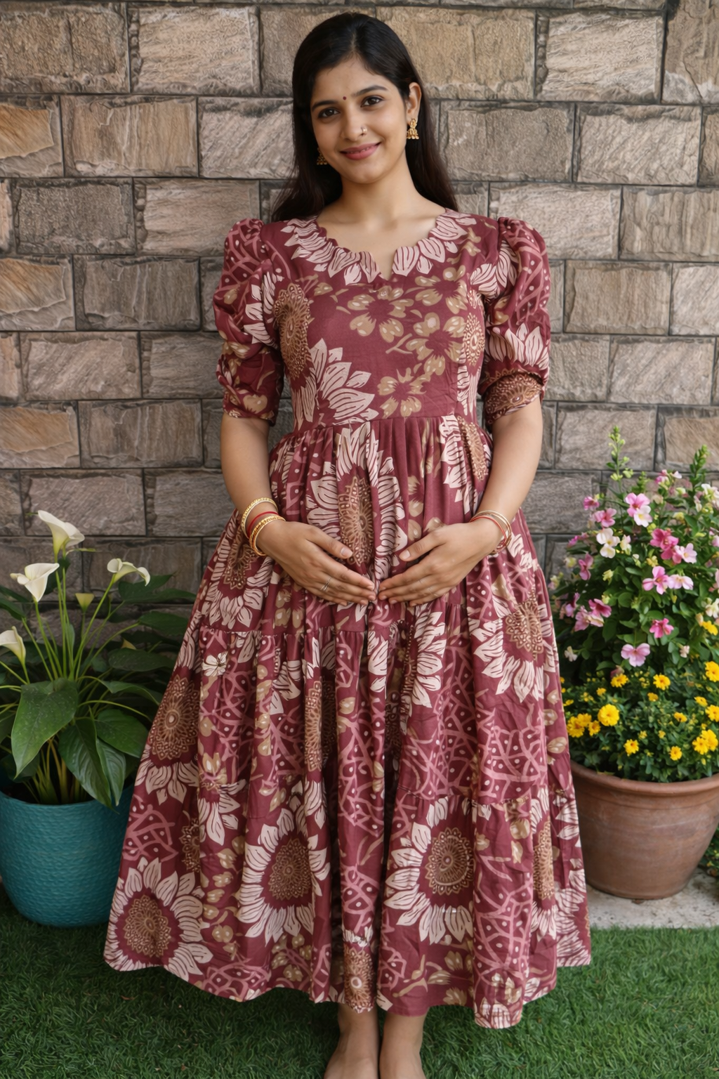 Pale Brown Delta Maternity Maxi
