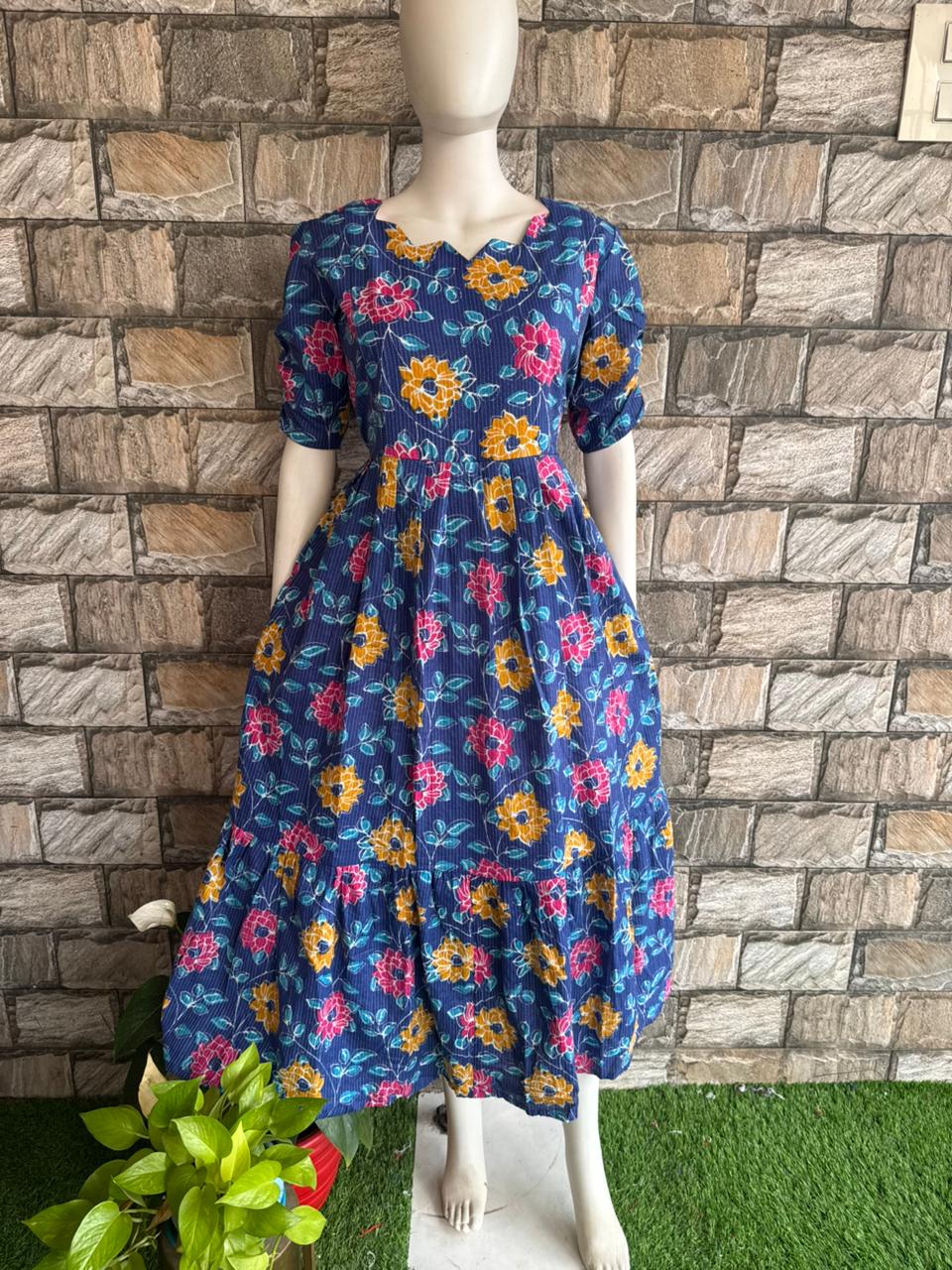 blue kanta cotton maxi