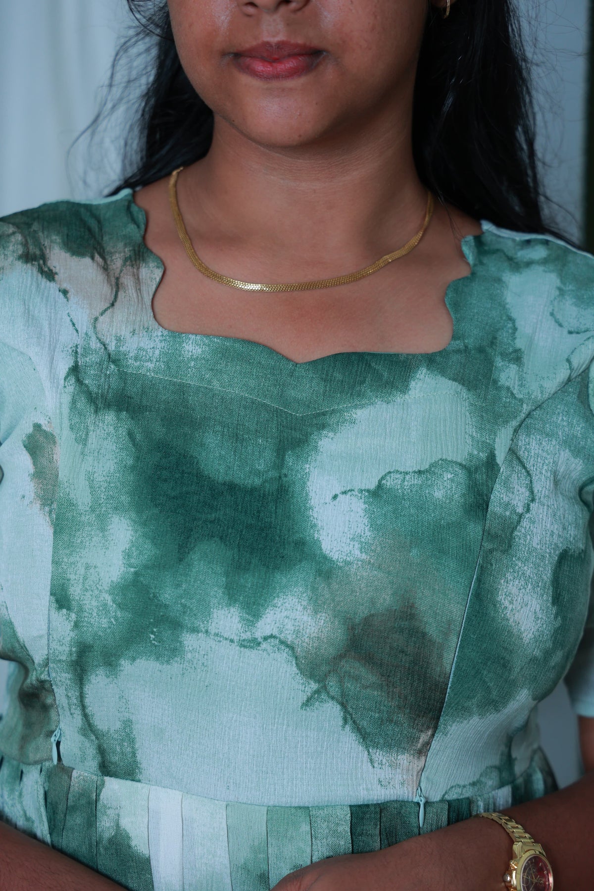 Delta crepe Maternity maxi Olive marble