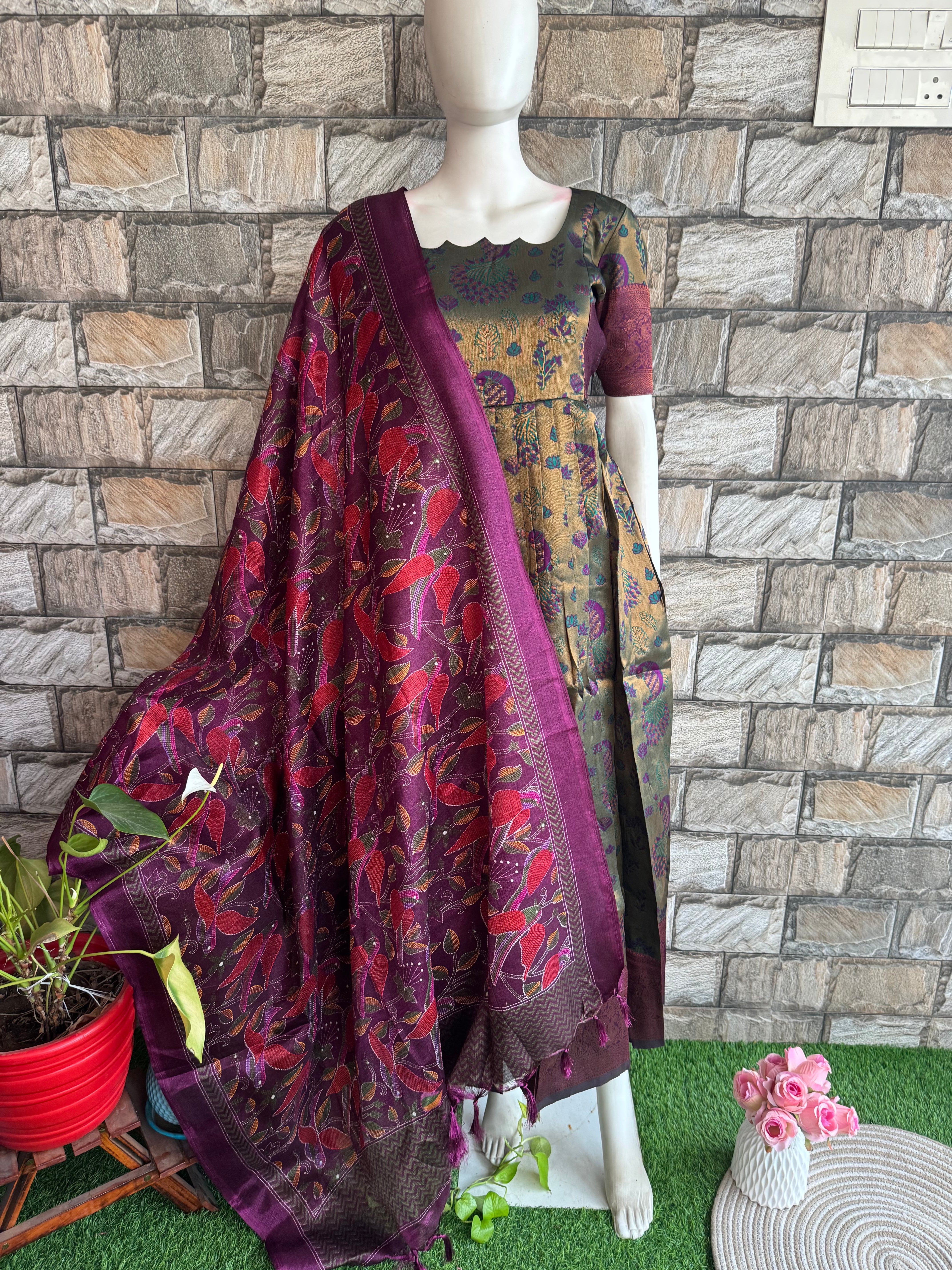 Wine Poly dupatta