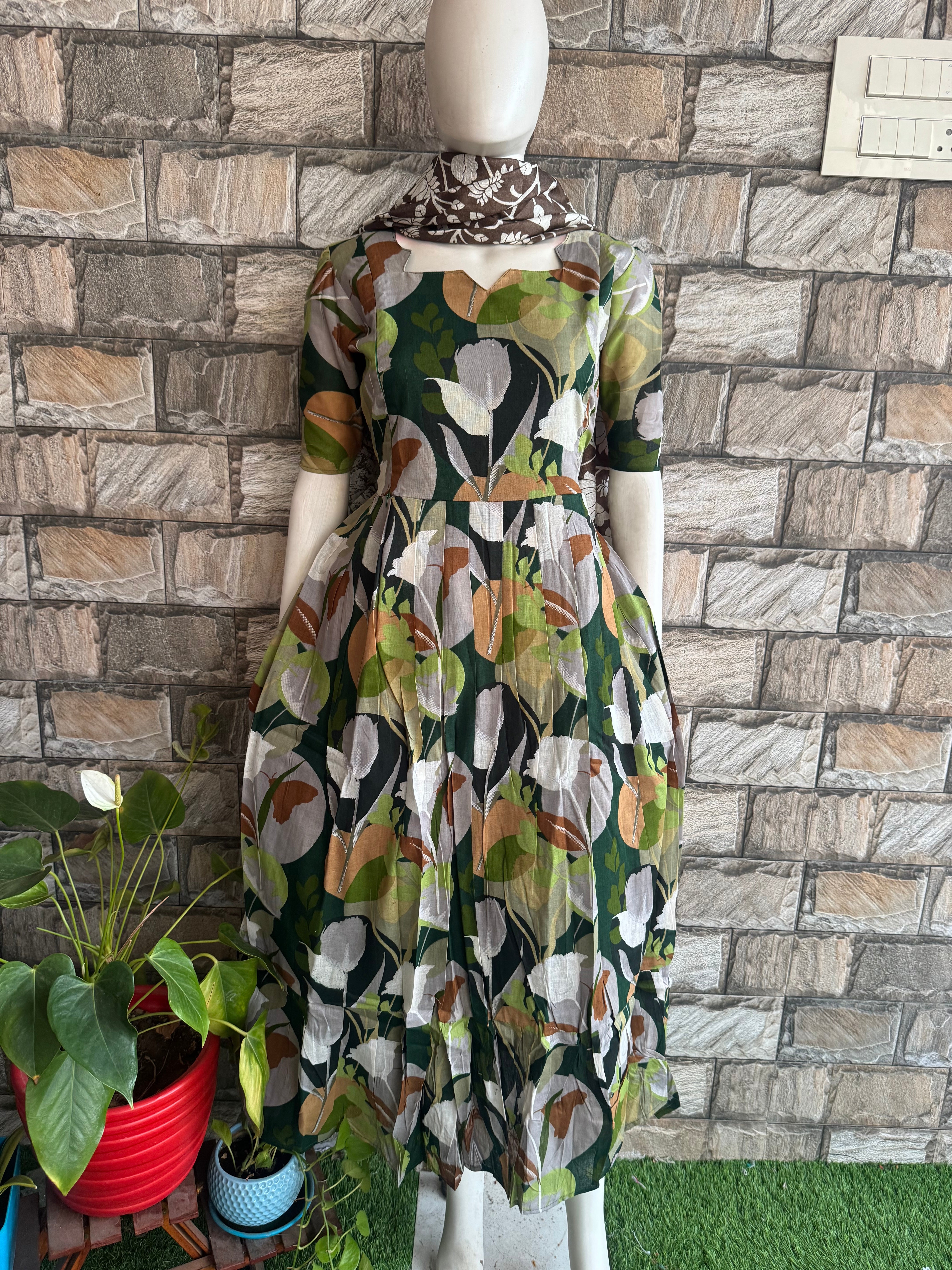 Tropical leaf soft cotton Maternity maxi