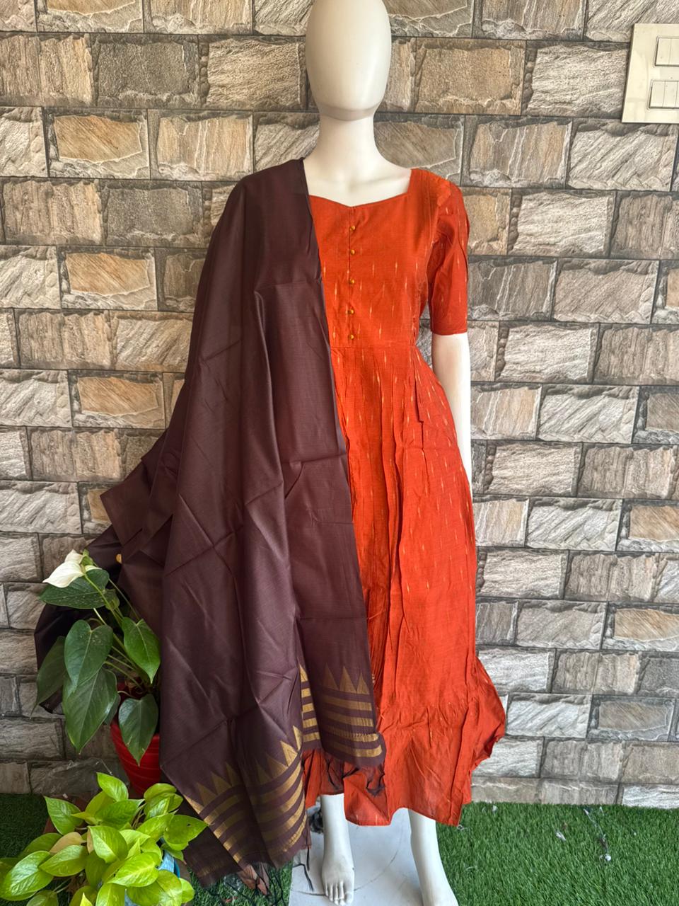 Coffee Brown Handloom Cotton Dupatta