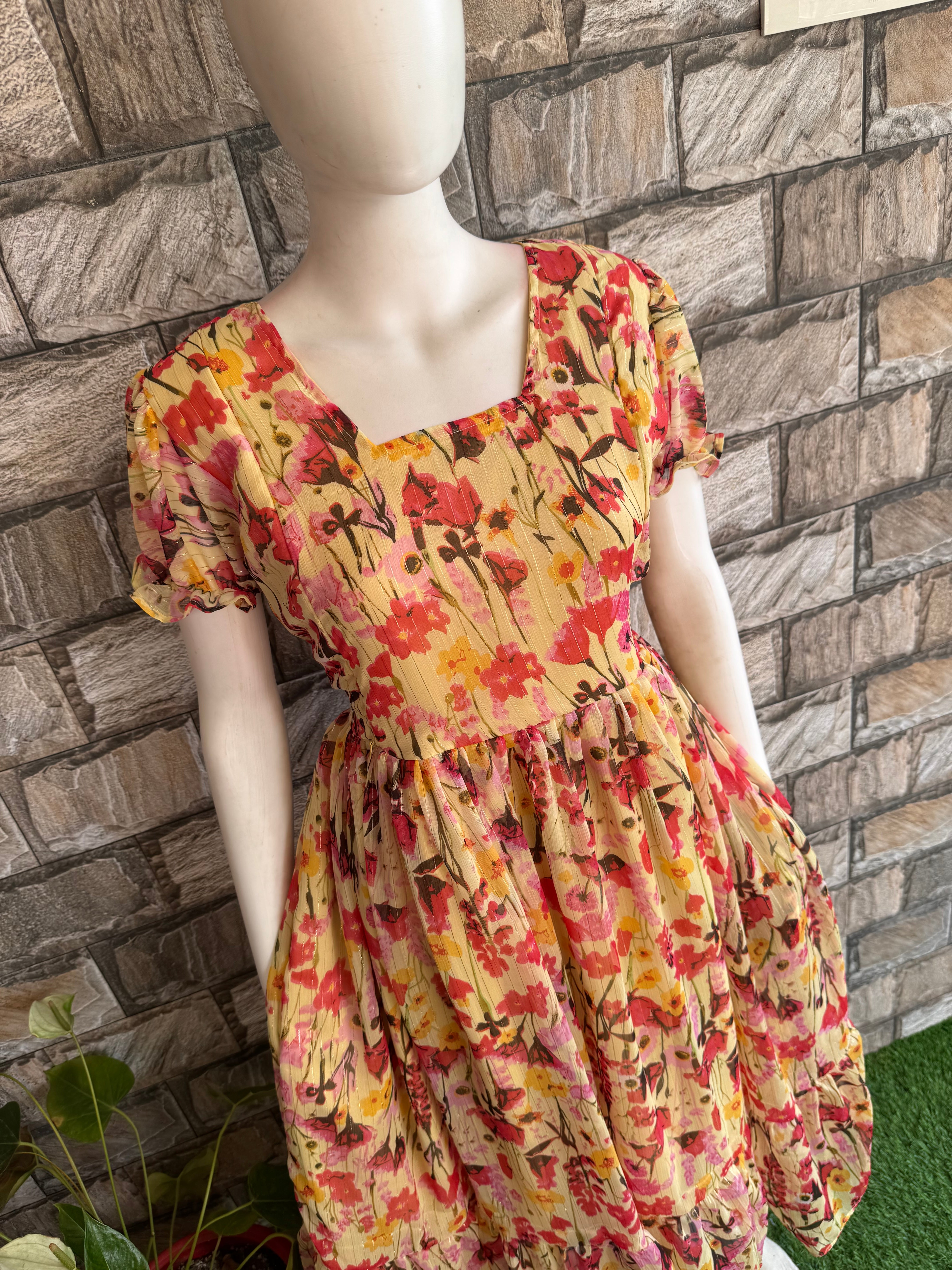 Cheese yellow Shade Georgette Maternity Maxi