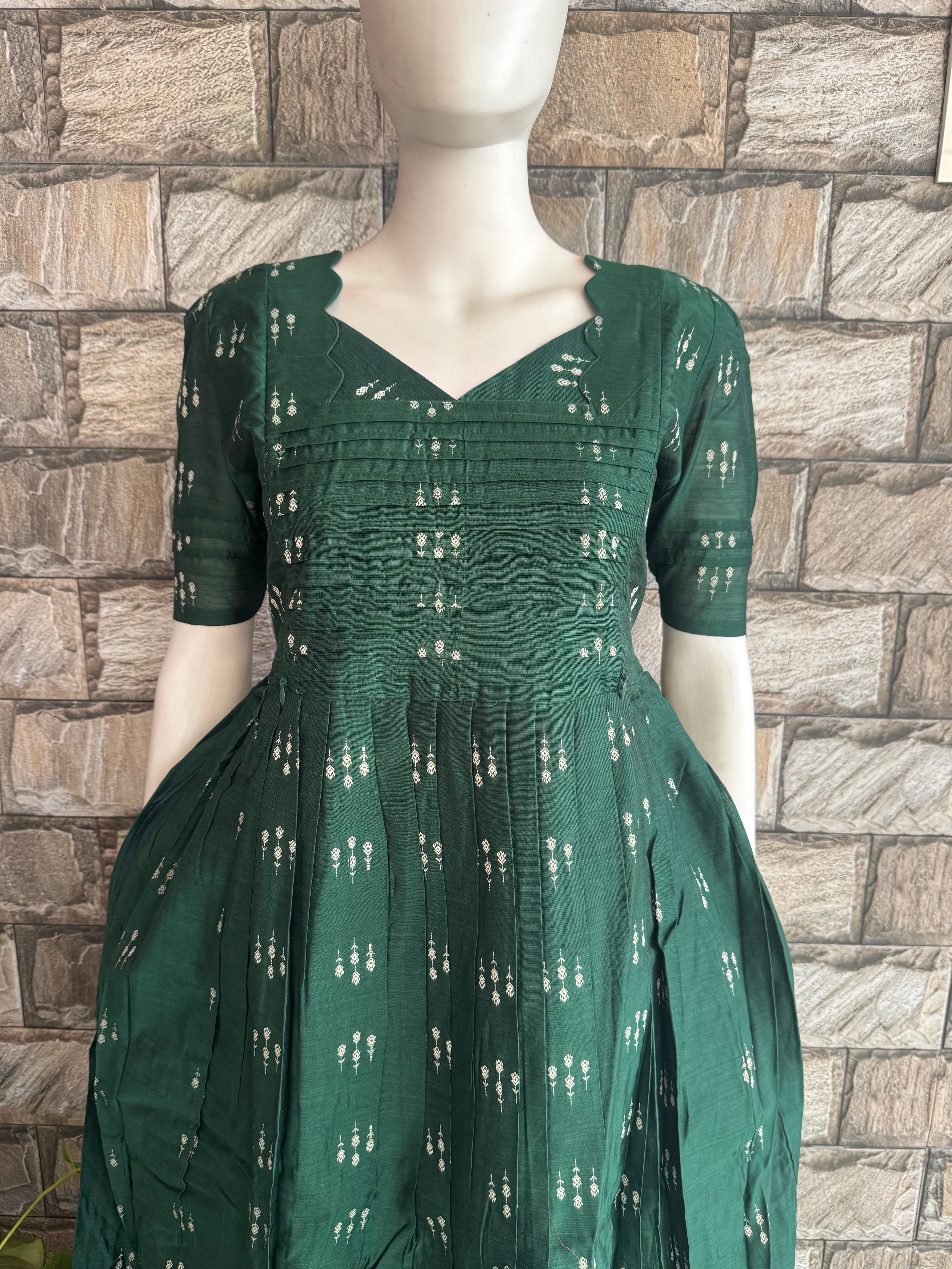 Festive wear Maternity raw silk maxi Bottle Green
