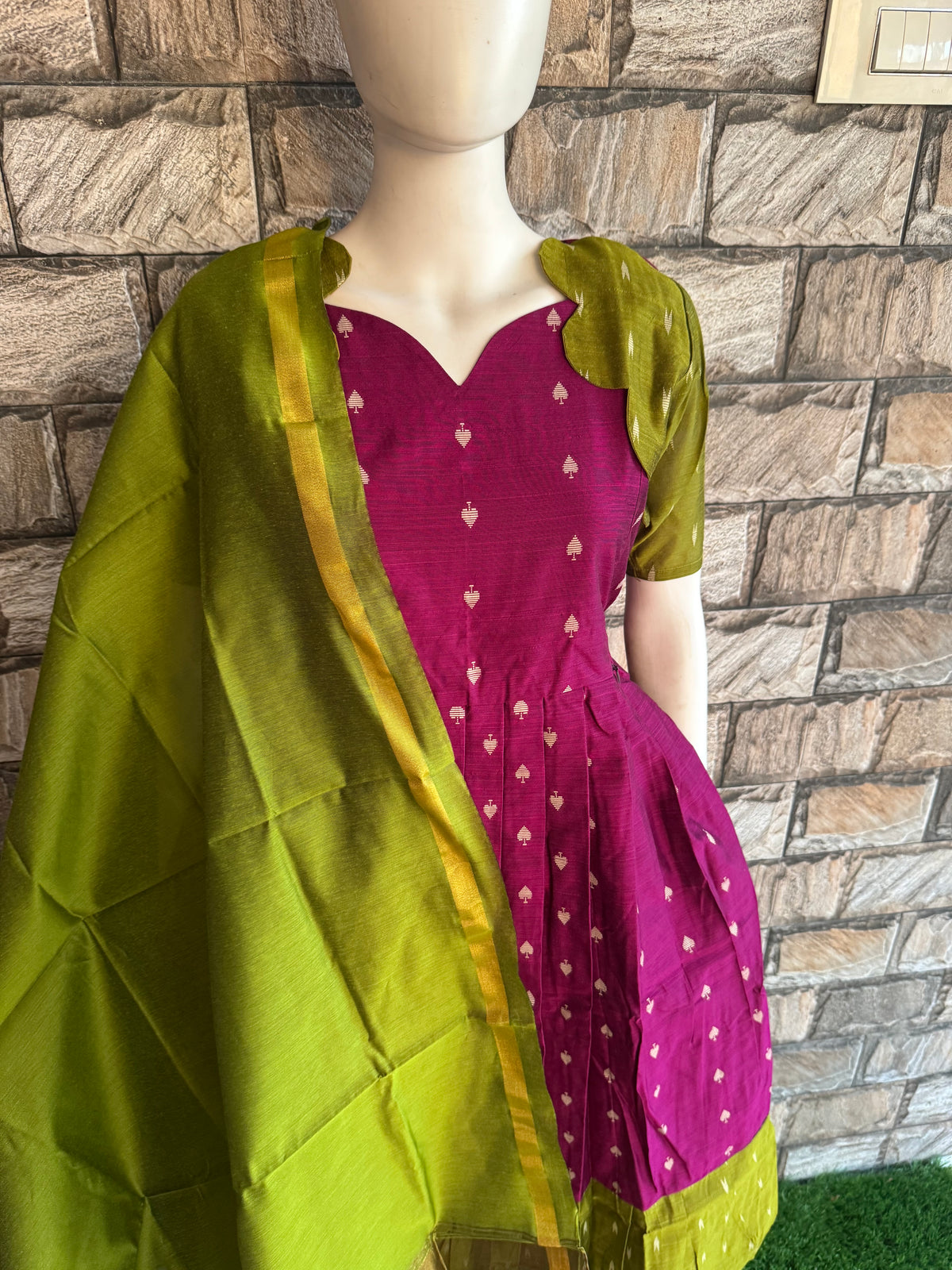 Diwali series Maternity raw silk maxi- with Dupatta