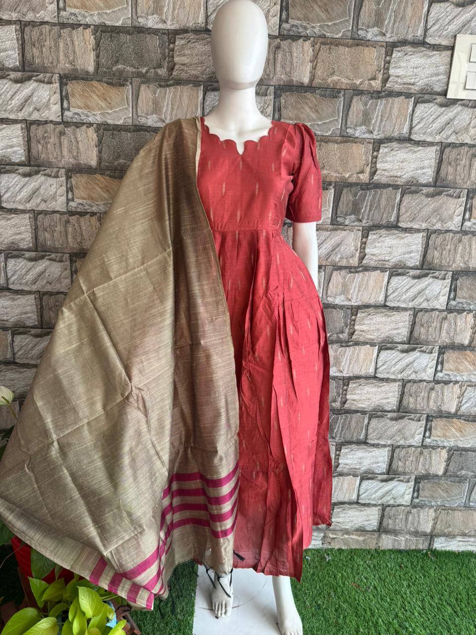 Golden Cotton Dupatta CF115