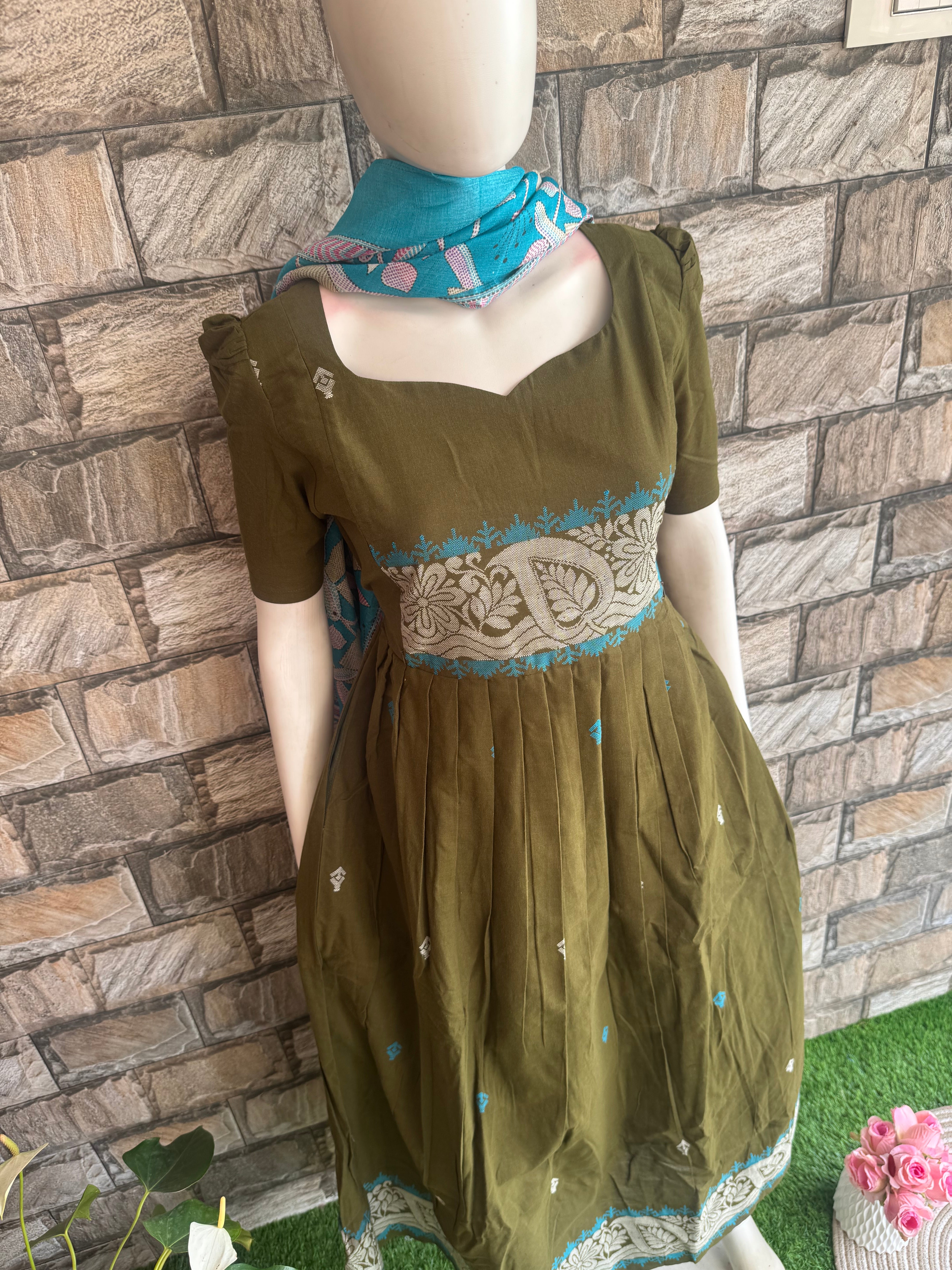 Maternity maxi Handloom cotton Best price Pale Olive