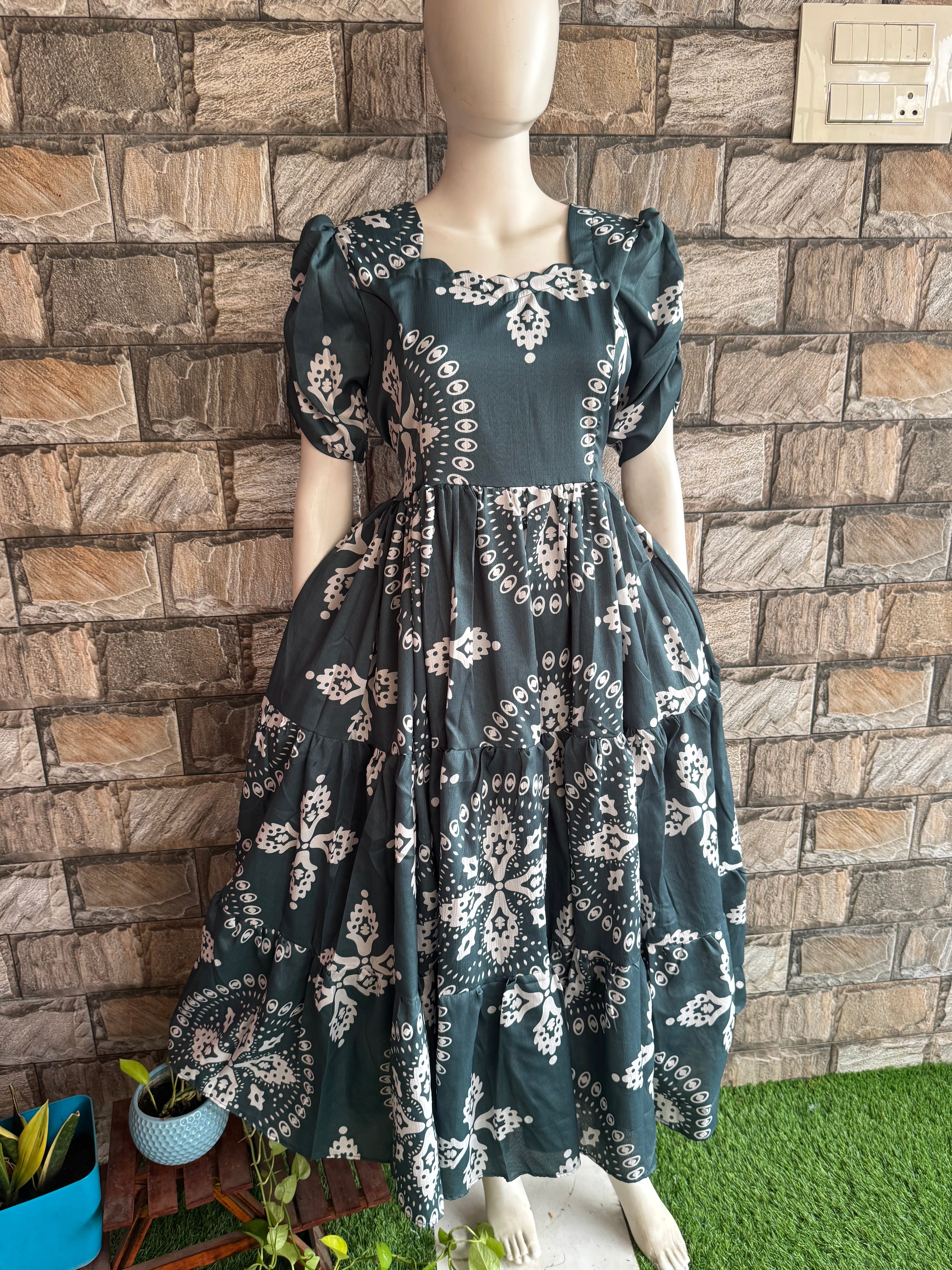 Delta Maternity maxi Teal Mix Grey
