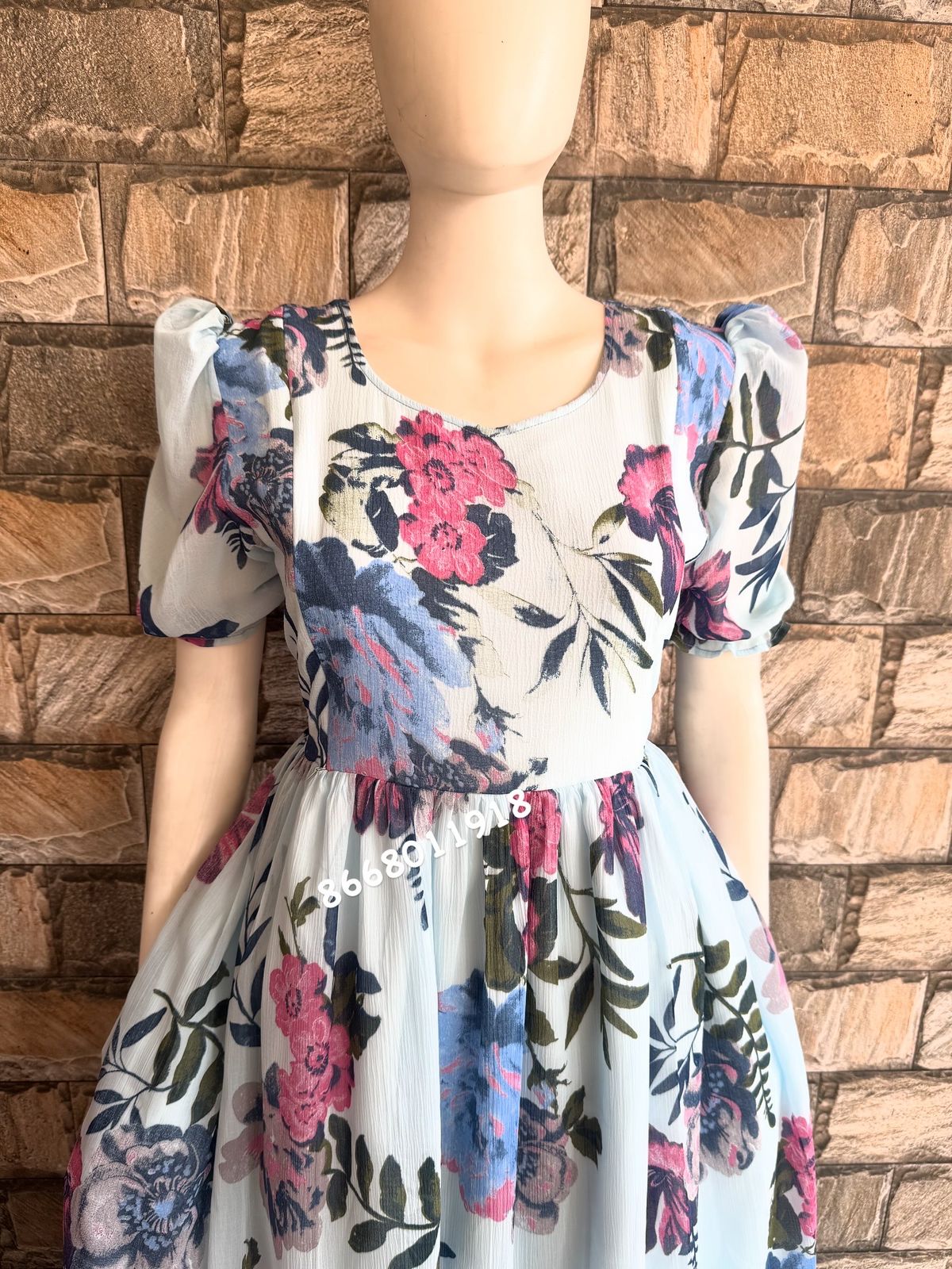 Light blue delta georgette