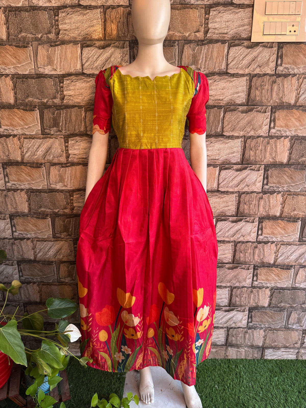 Chanderi Festive Maternity maxi