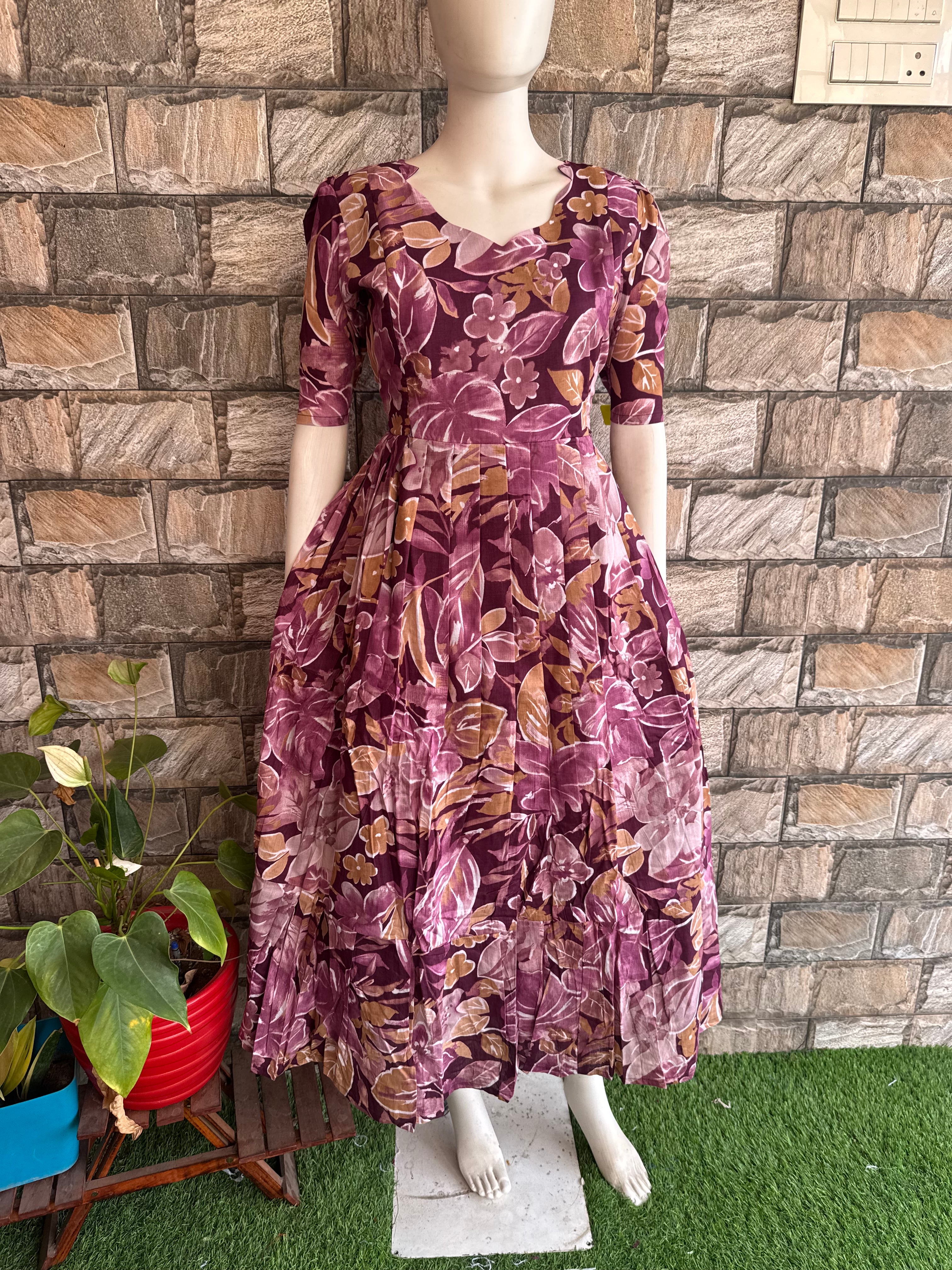 Leafy cotton Maternity maxi
