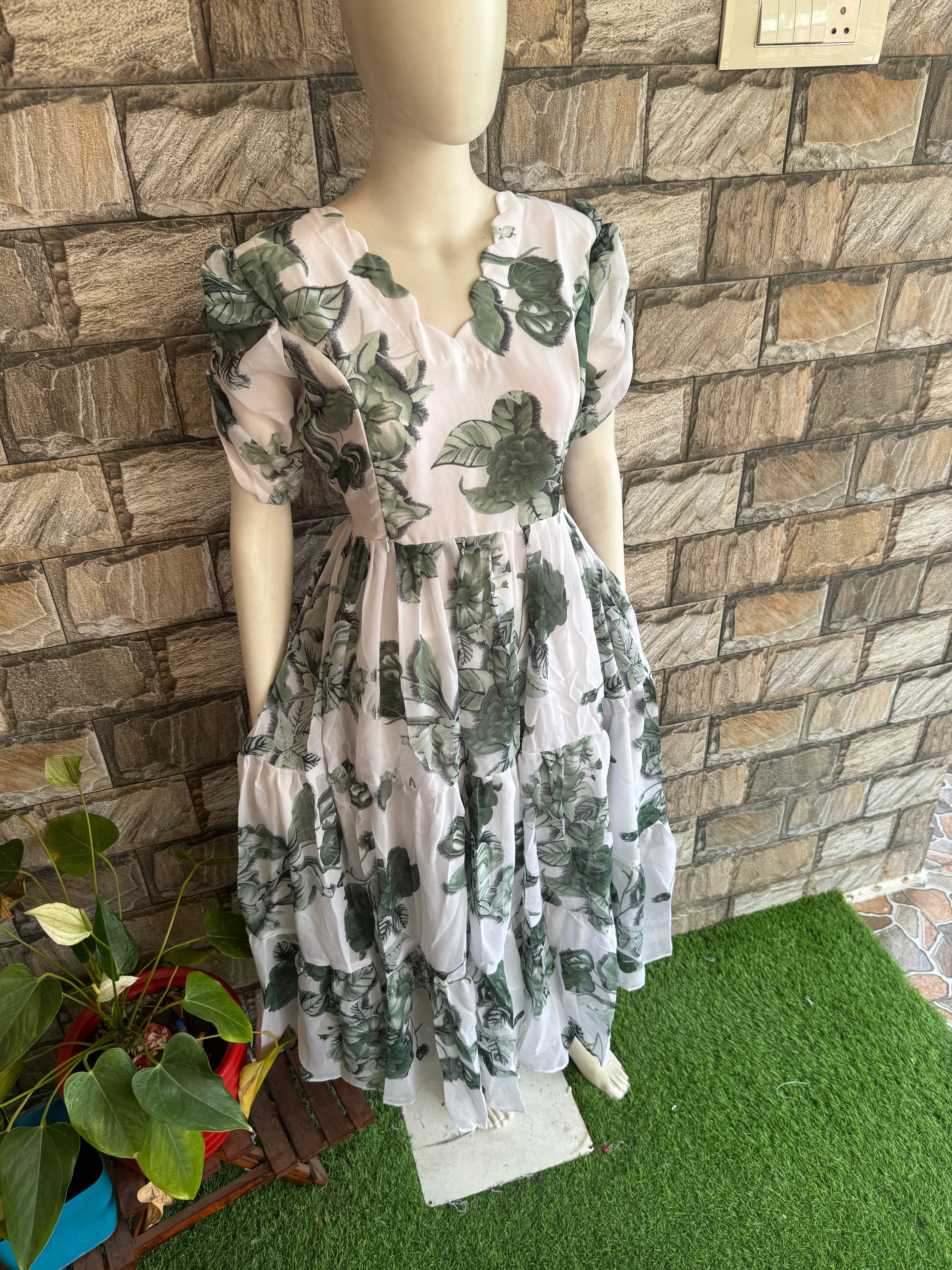 White Georgette maternity maxi