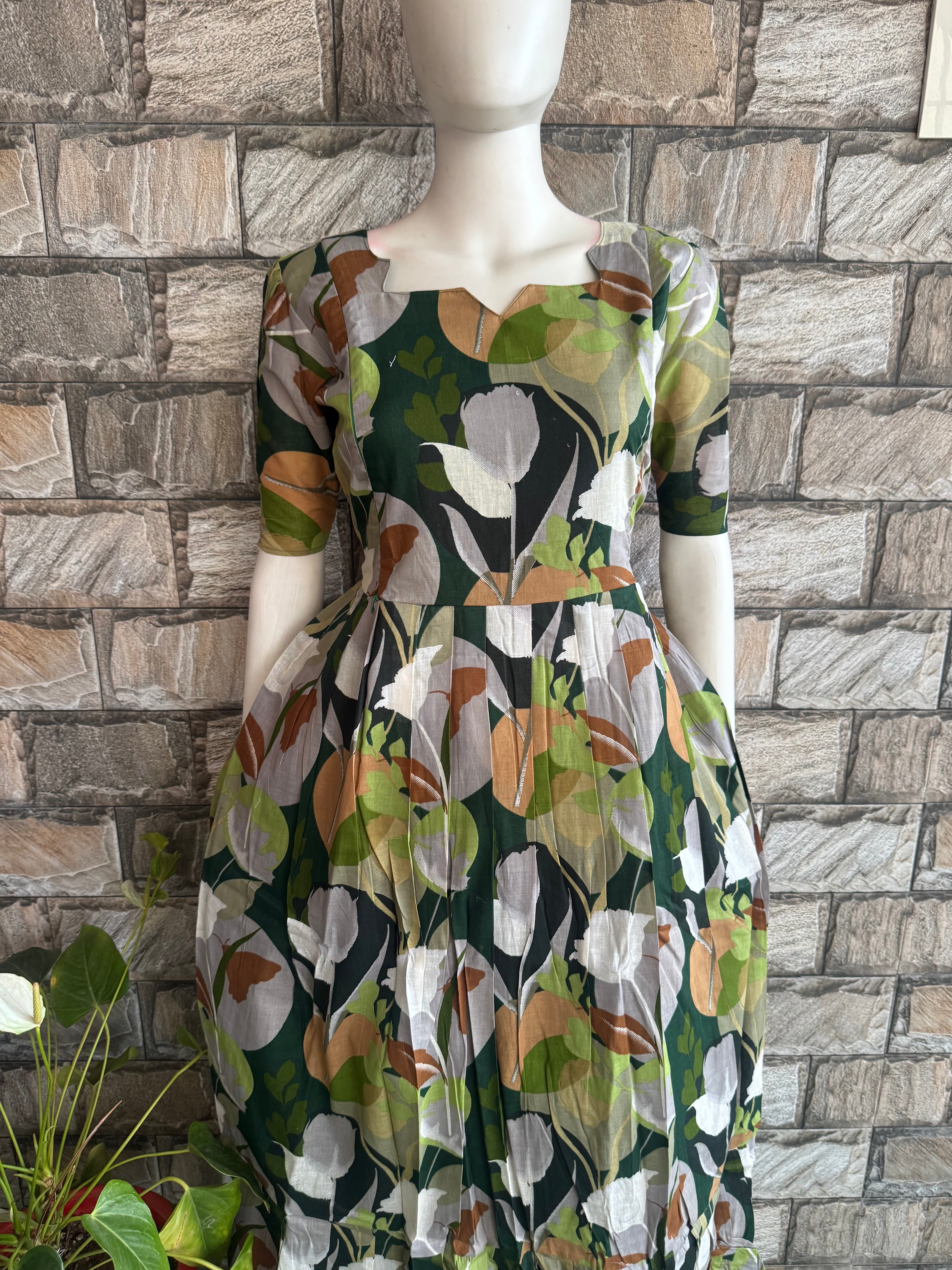 Tropical leaf soft cotton Maternity maxi