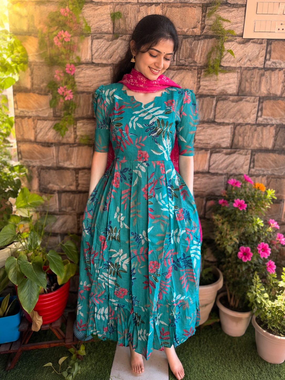 Pale Sky blue soft cotton Maternity maxi