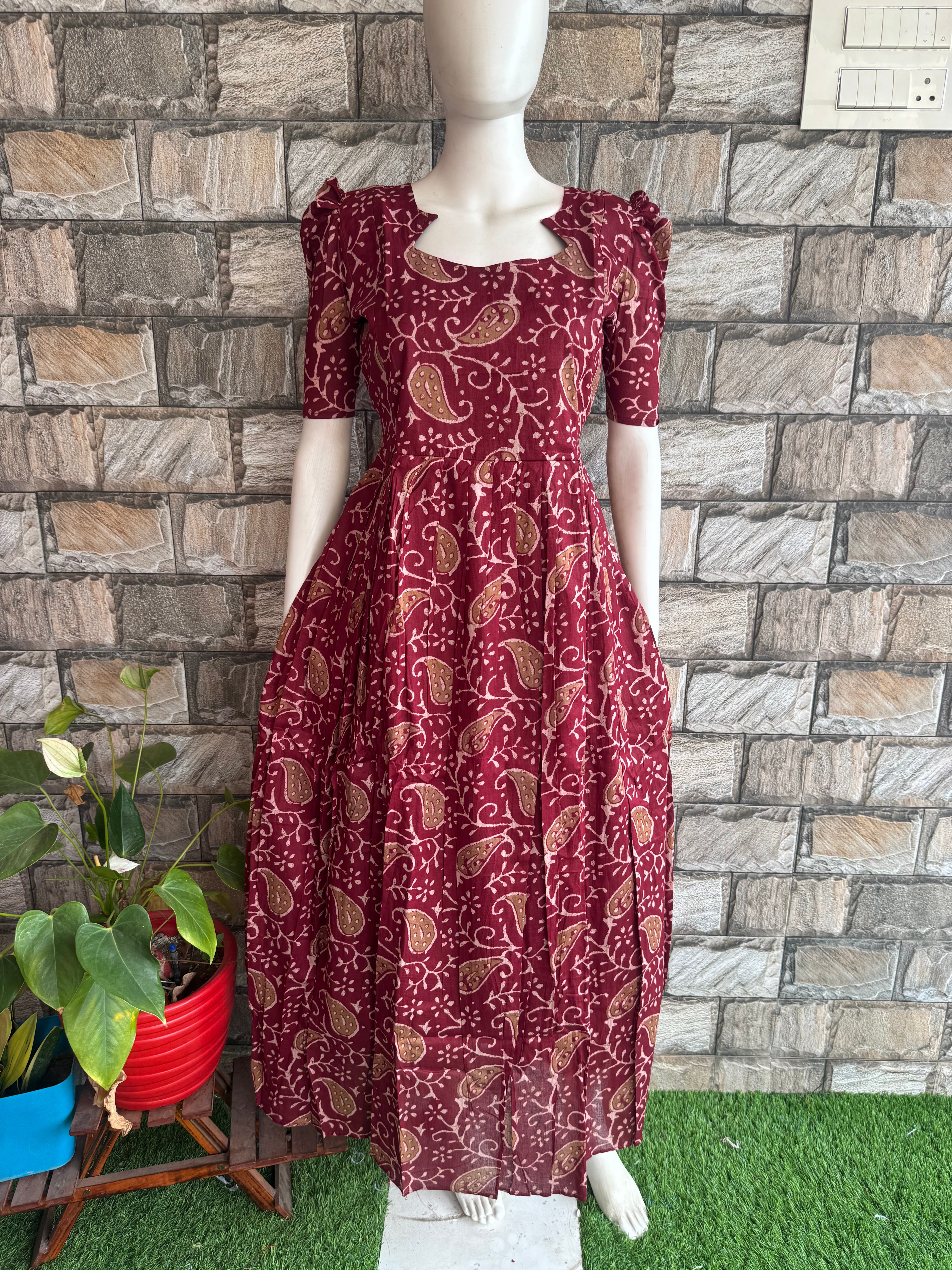 Soft cotton long Maternity maxi - Hibiscus