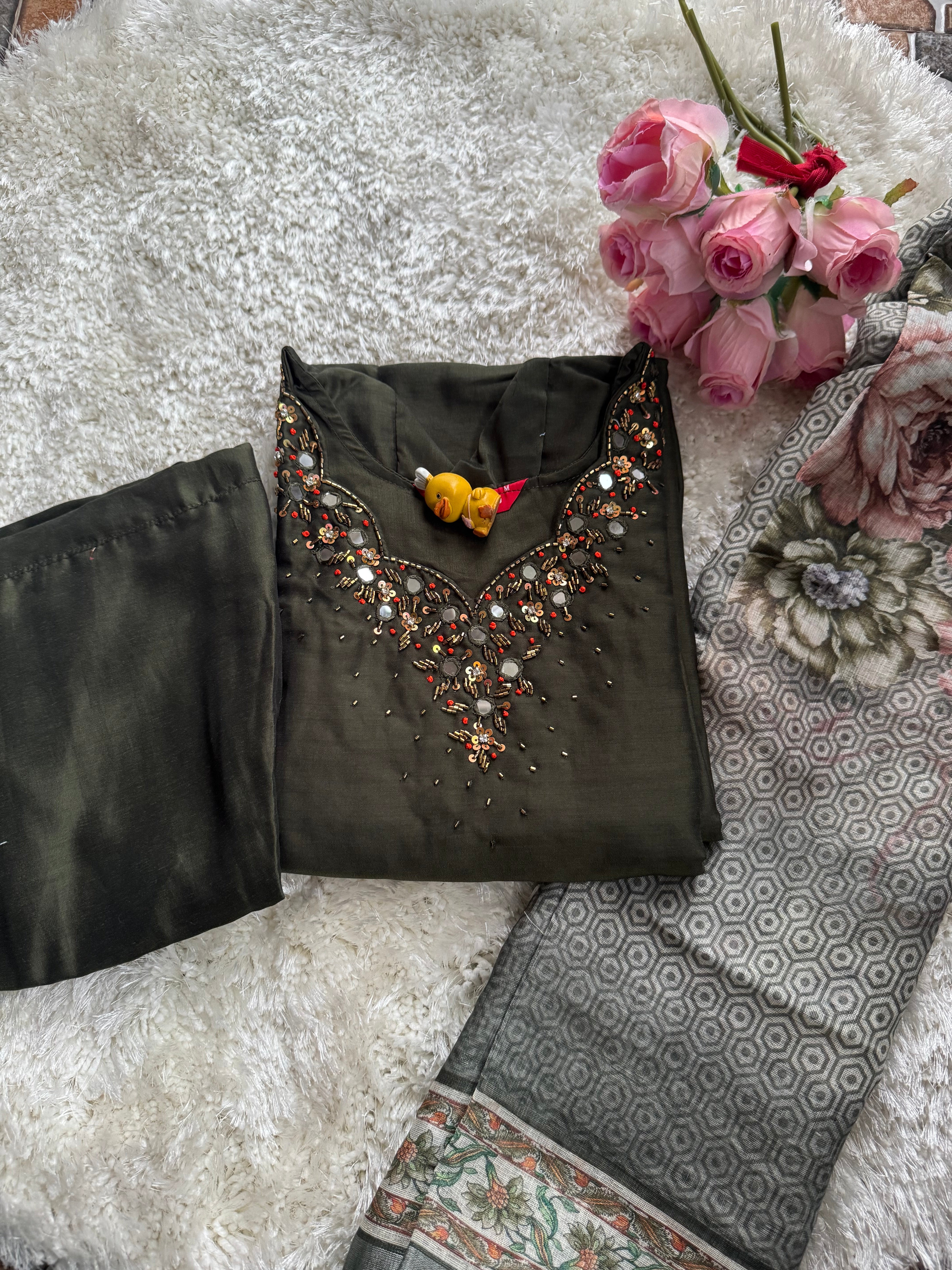 Titanium silk fabric  3 piece Set -Only Feeding
