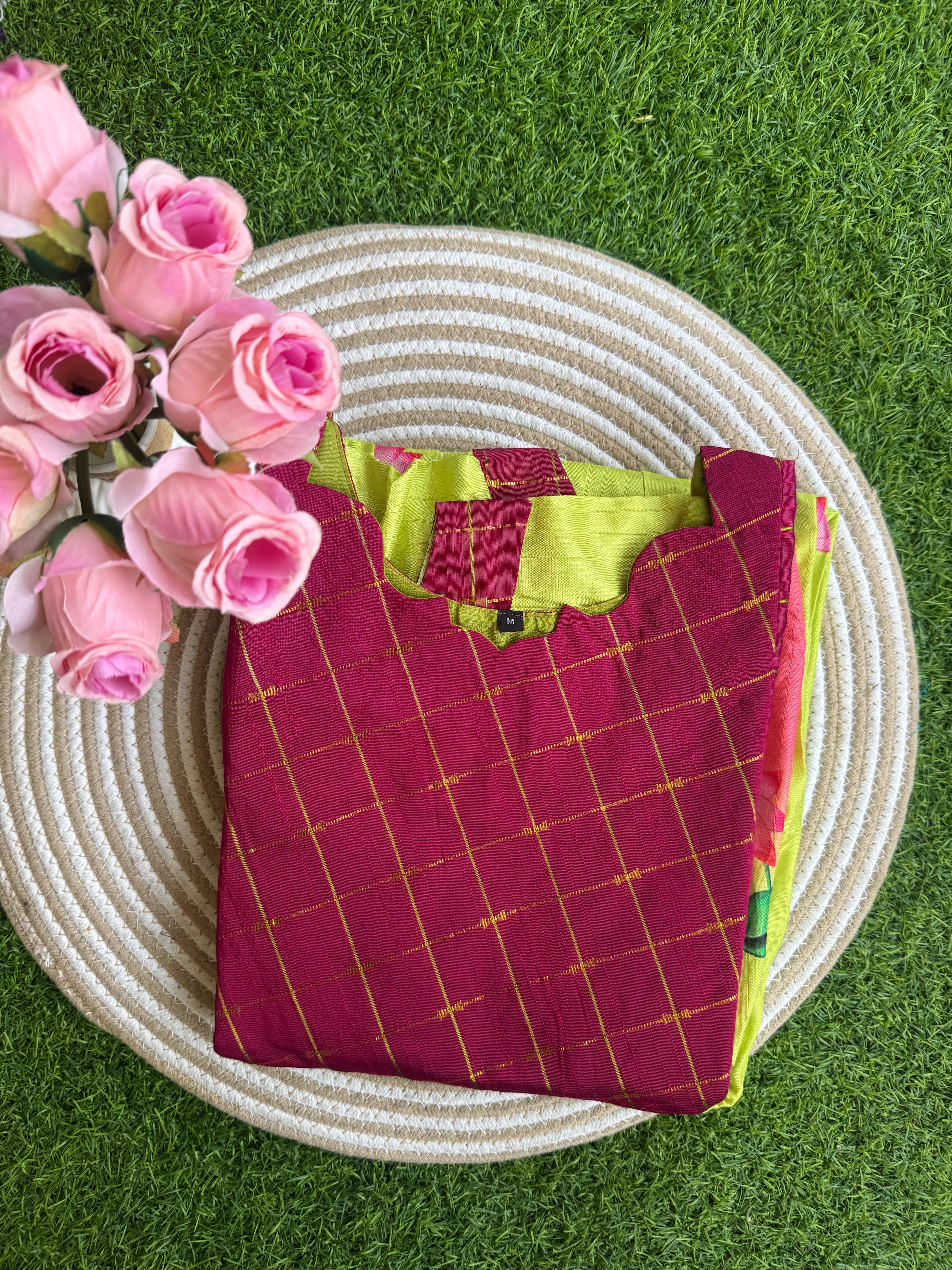 Pichwai  design Chanderi Maternity maxi