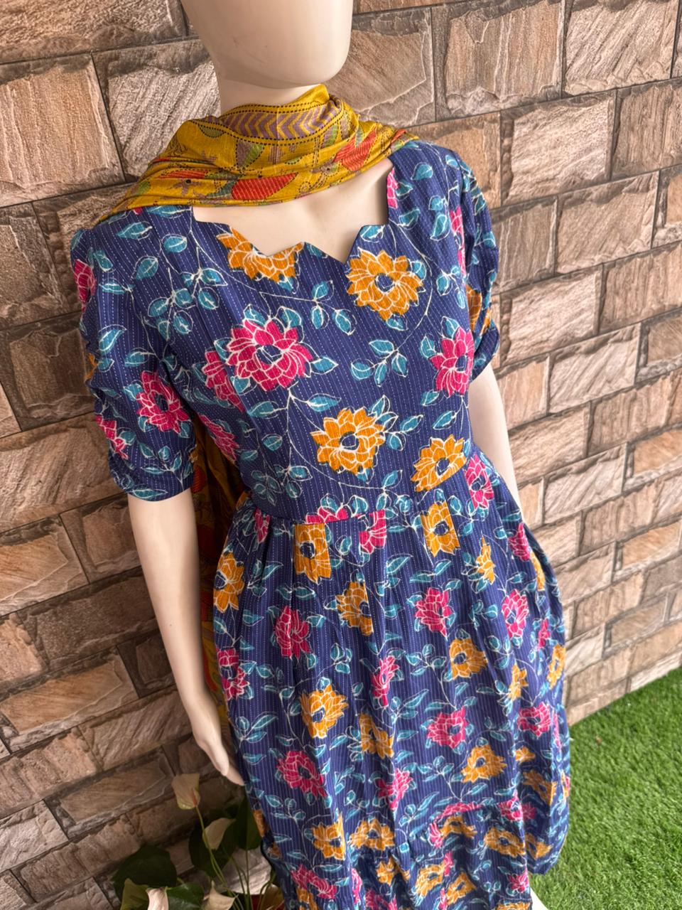 blue kanta cotton maxi