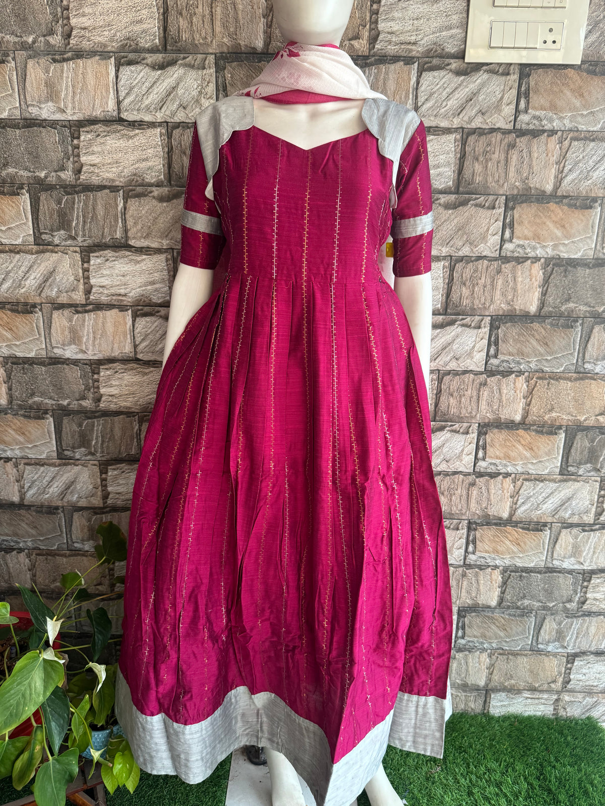 Diwali series Maternity raw silk maxi- with Dupatta