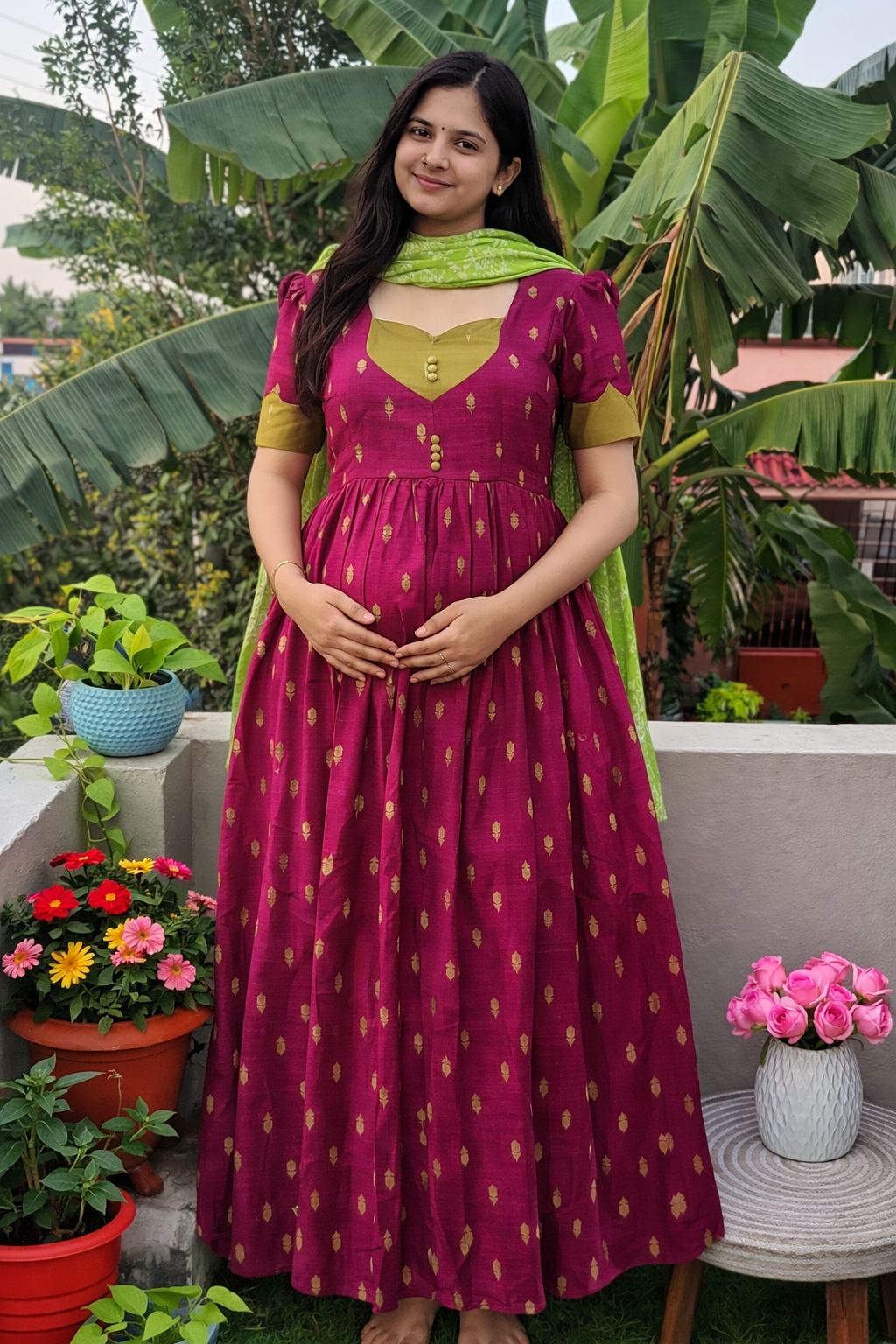 Diwali series Maternity raw silk maxi without dupatta