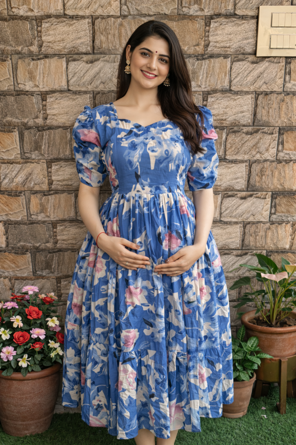 Ujala blue delta maternity maxi