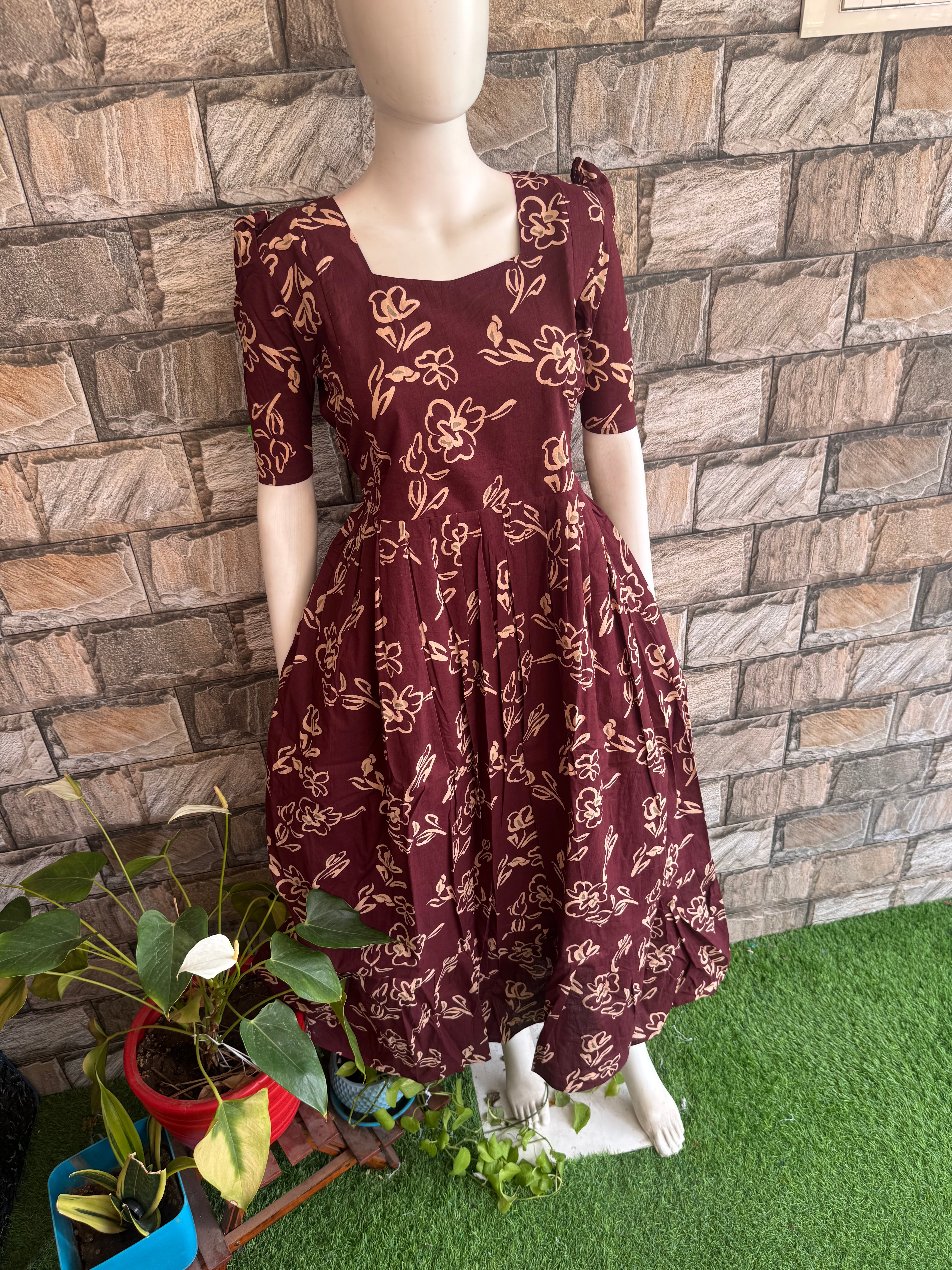 Brick brown peel soft cotton Maternity maxi