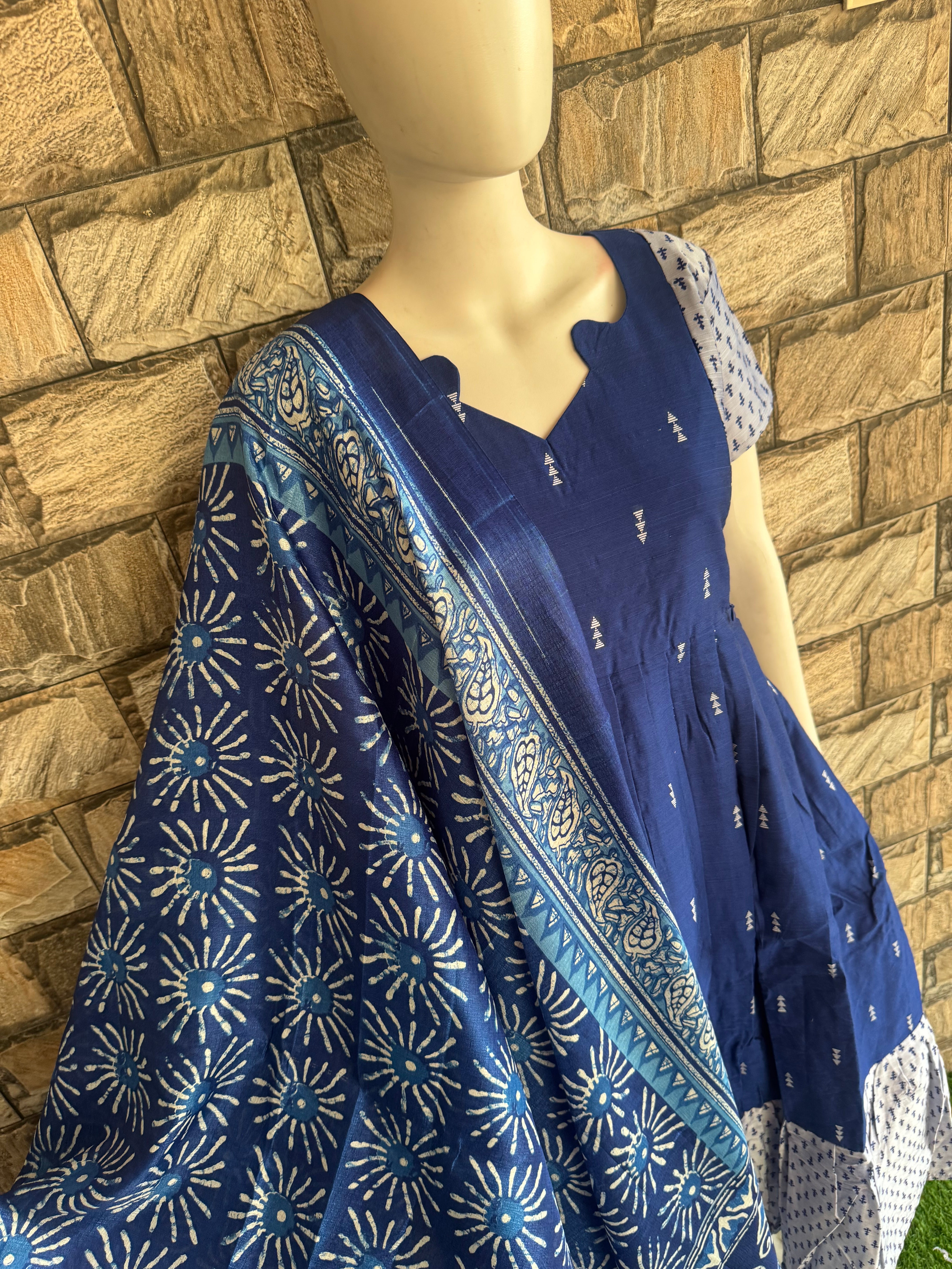 Blue poly khadhi dupatta