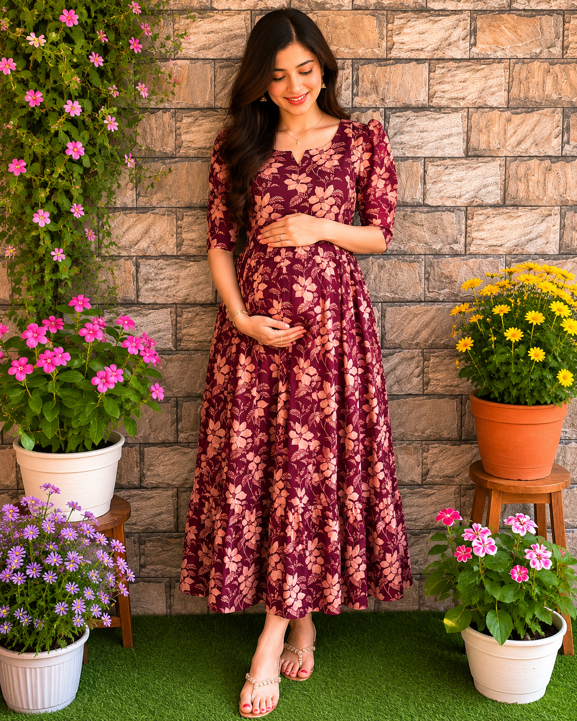 Budget  soft cotton Maternity maxi