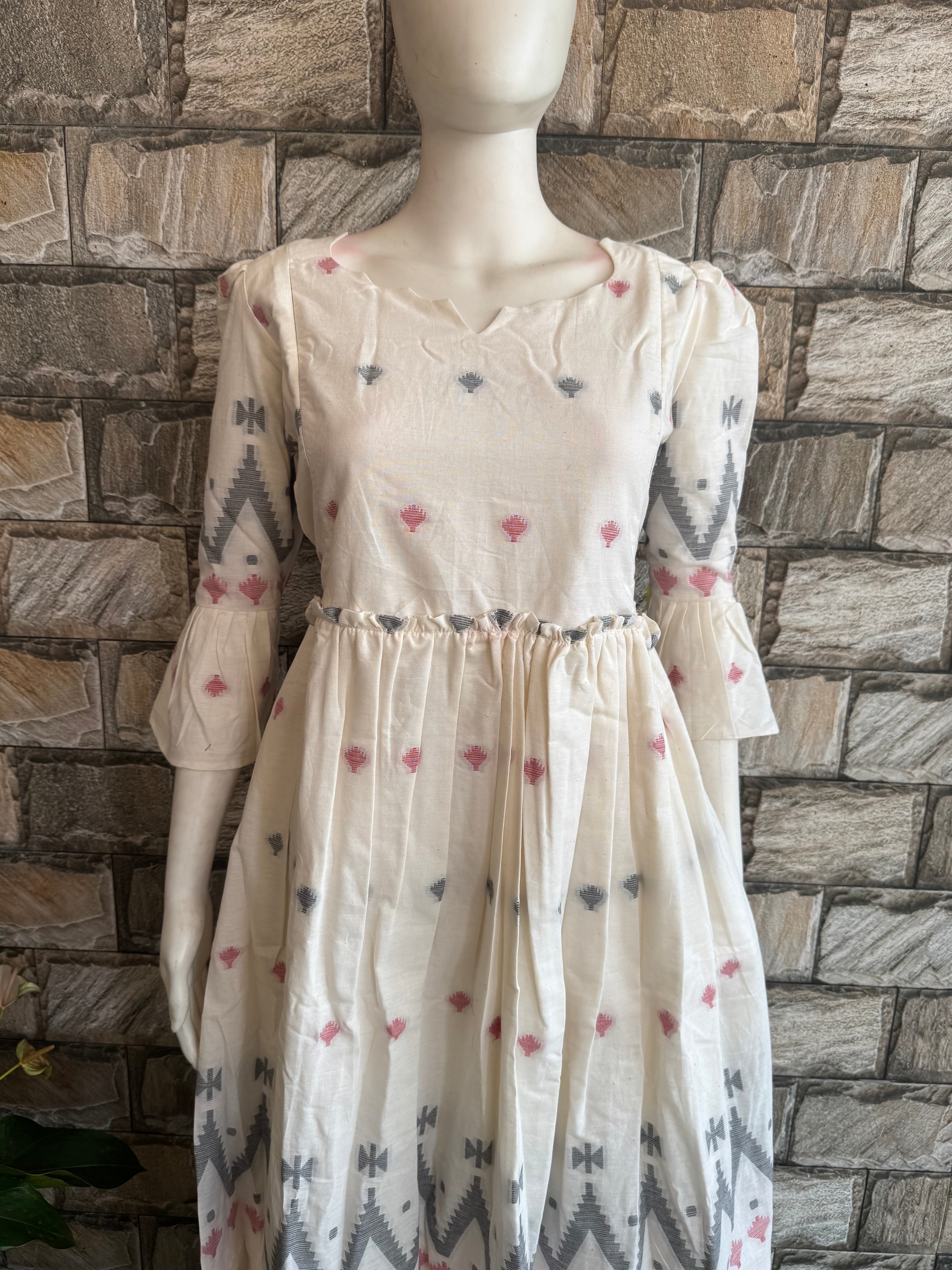 Milky white Handloom cotton Maternity maxi