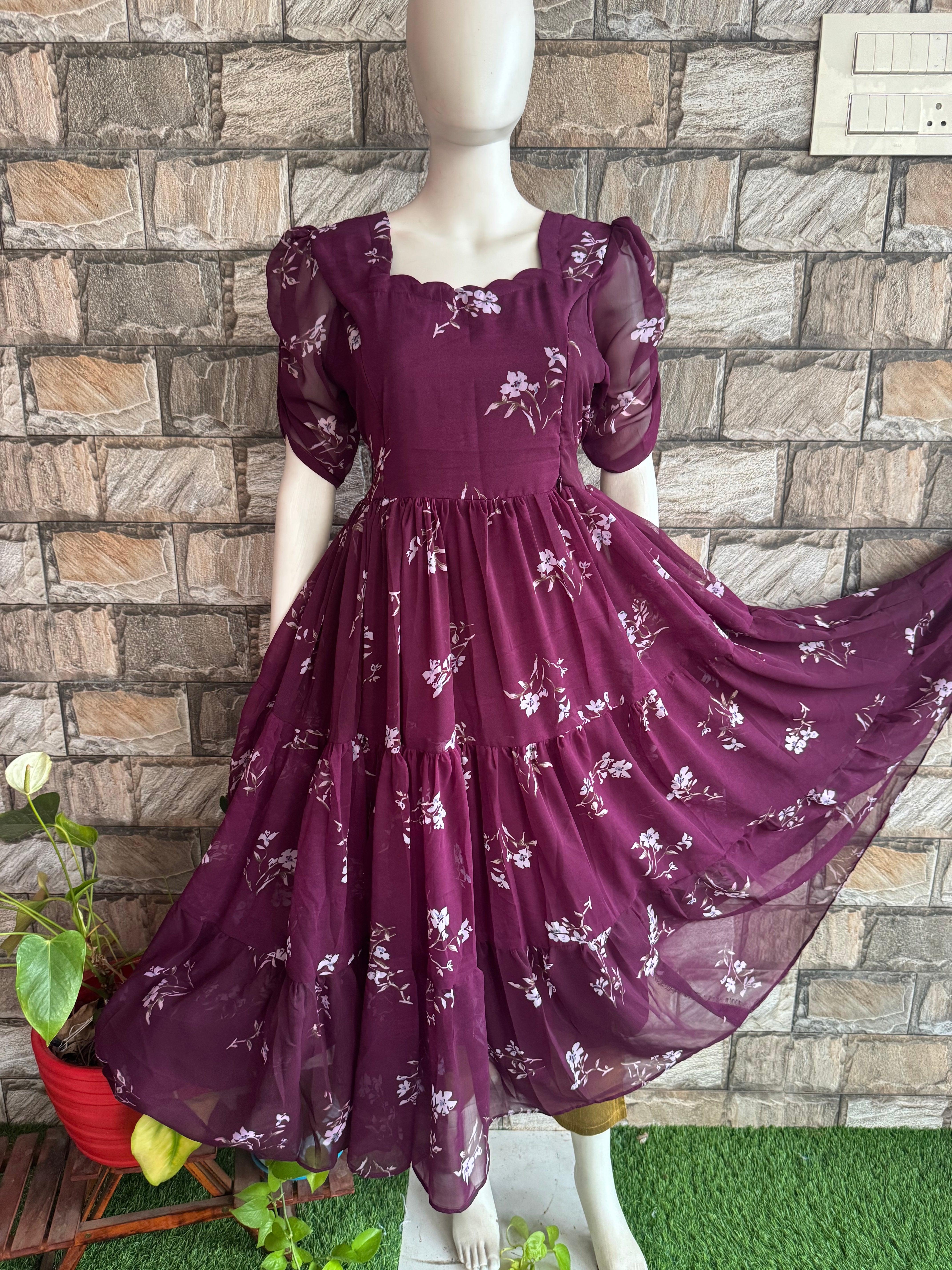 Wine Georgette Maternity Feeding maxi