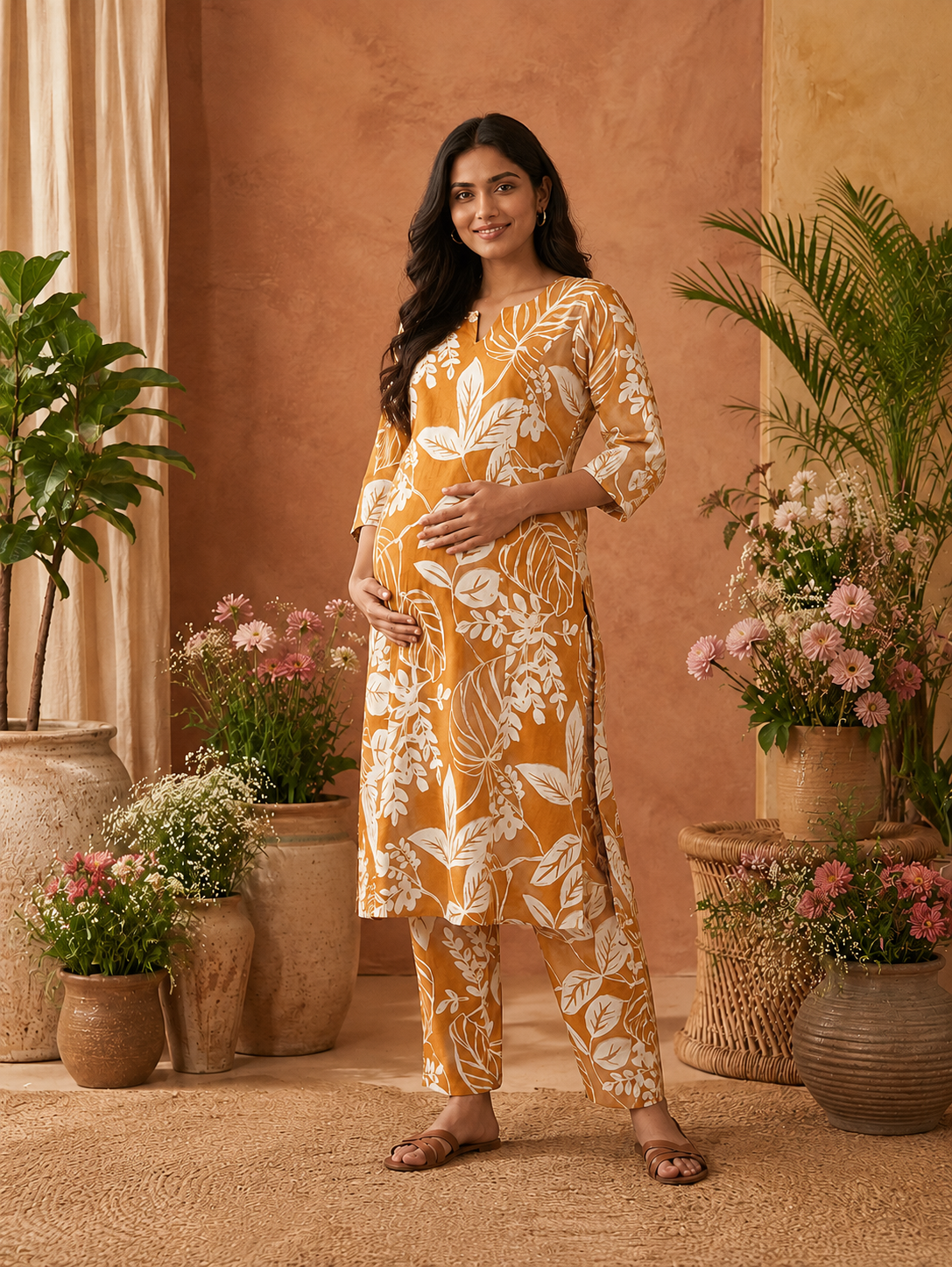 Mustard Yellow Co ord Set Top +Pant