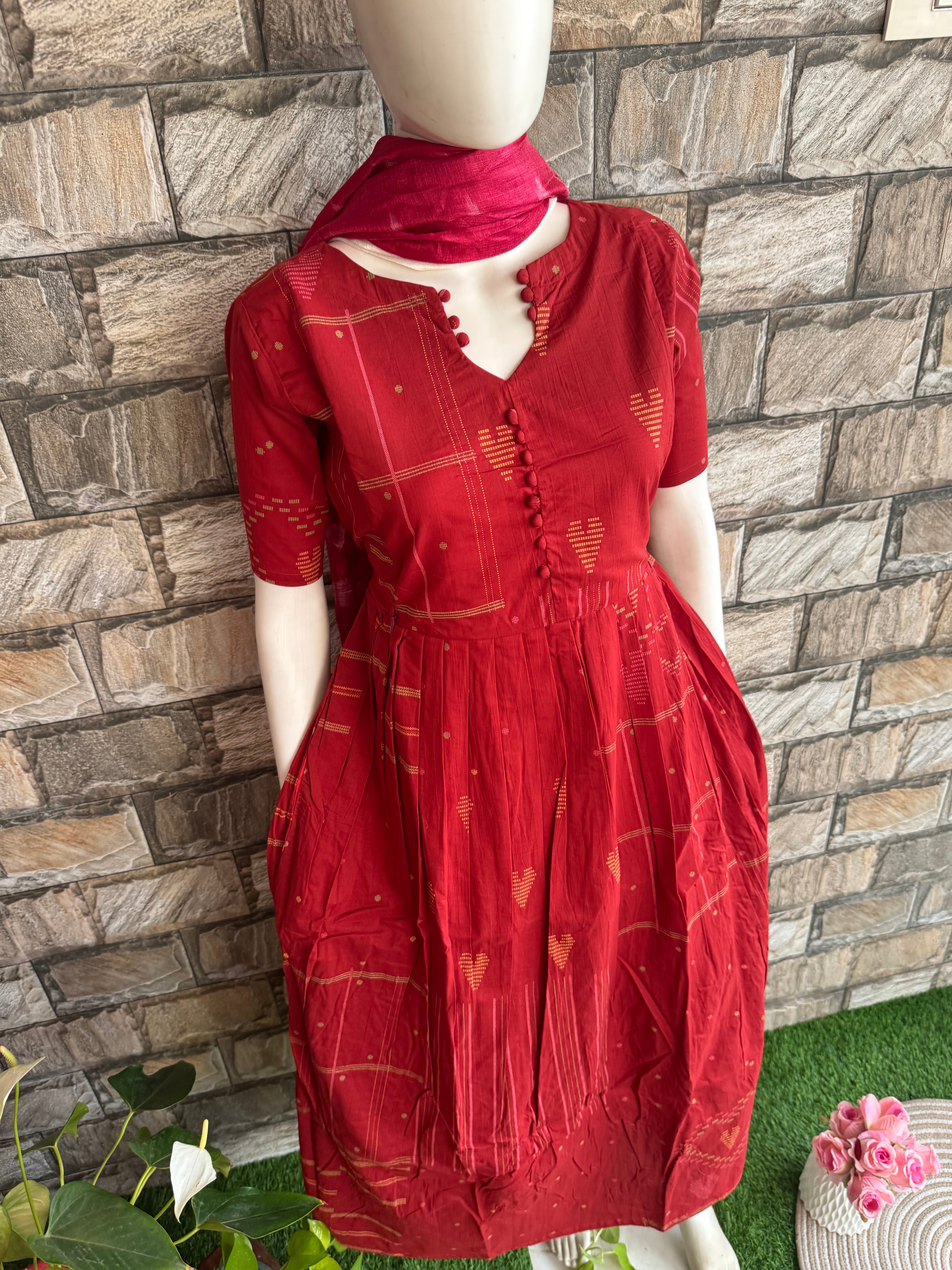 Maternity maxi Handloom cotton Best price Pale Maroon