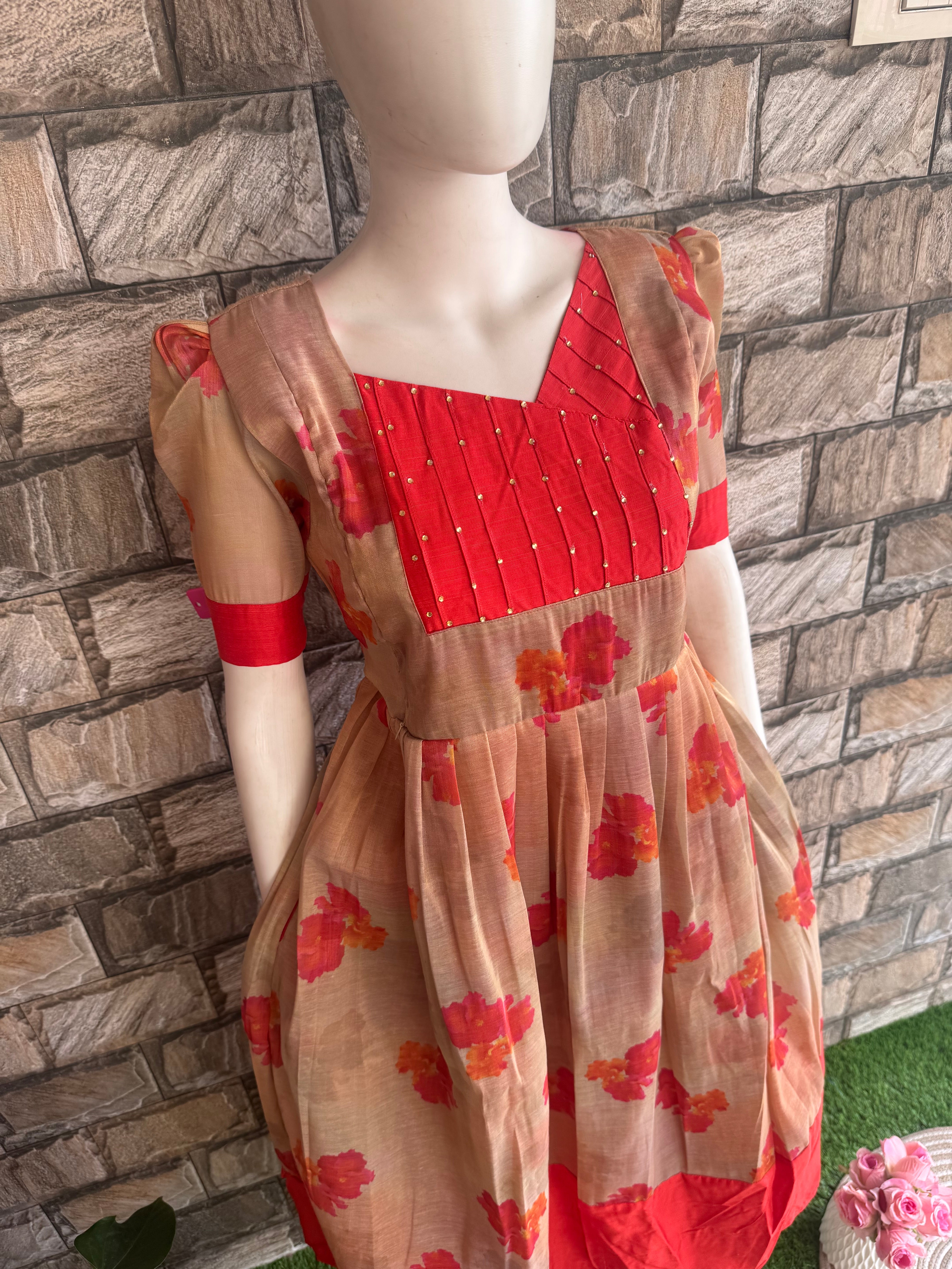 Chanderi mix Tissue silk Maternity maxi