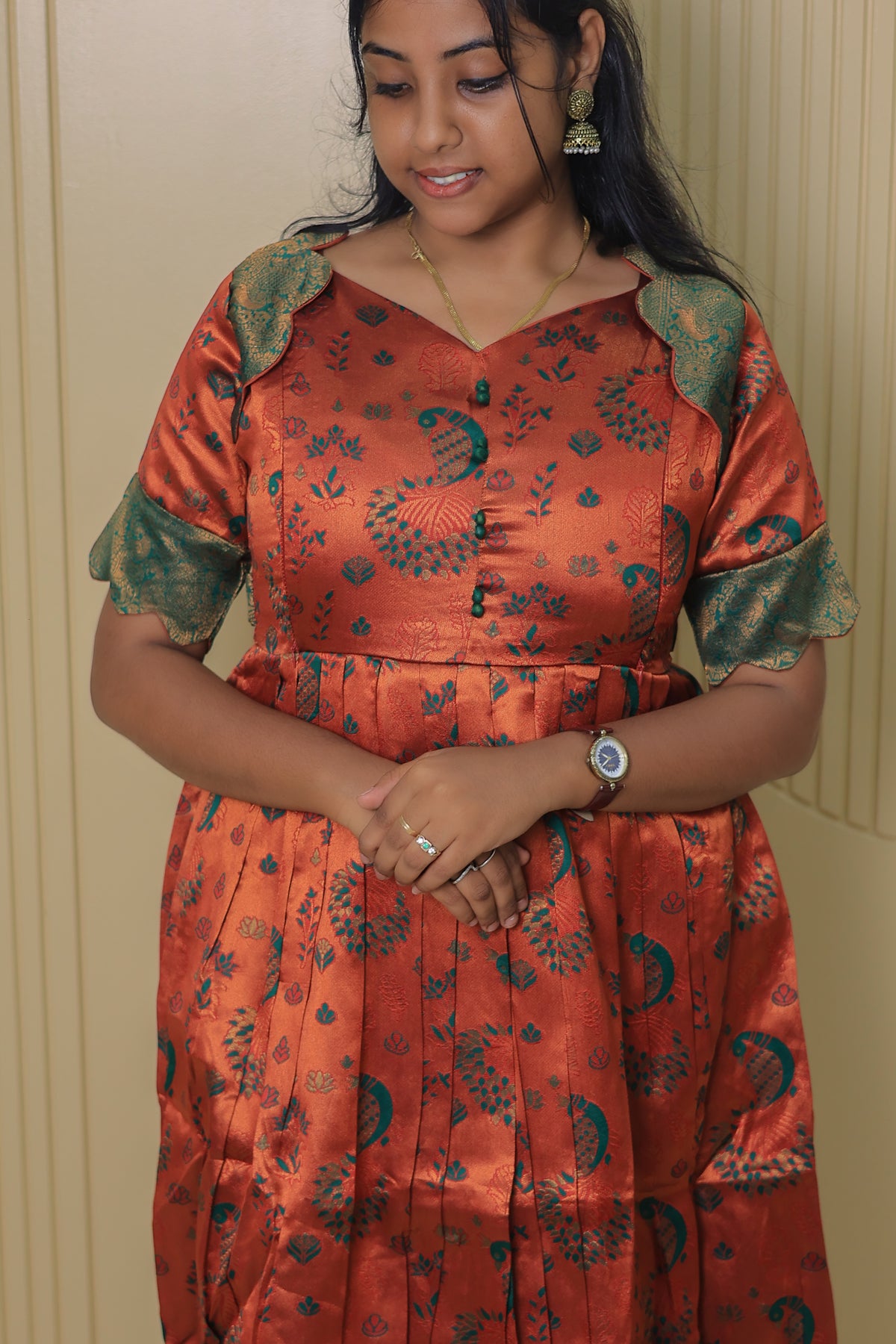 Festive wear Maternity Banarasi silk maxi