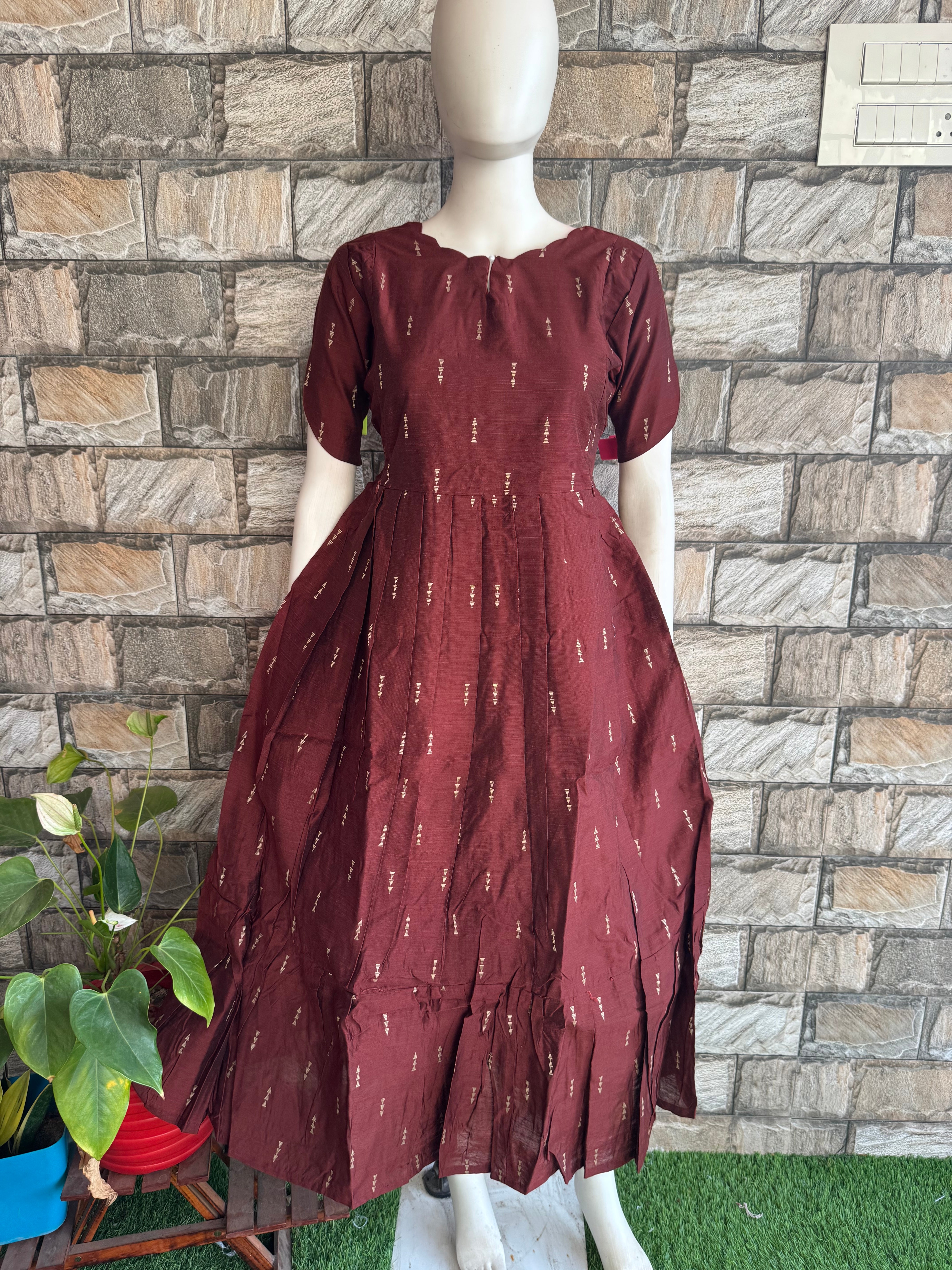 Festive wear Maternity raw silk maxi Coffee Brick Brown