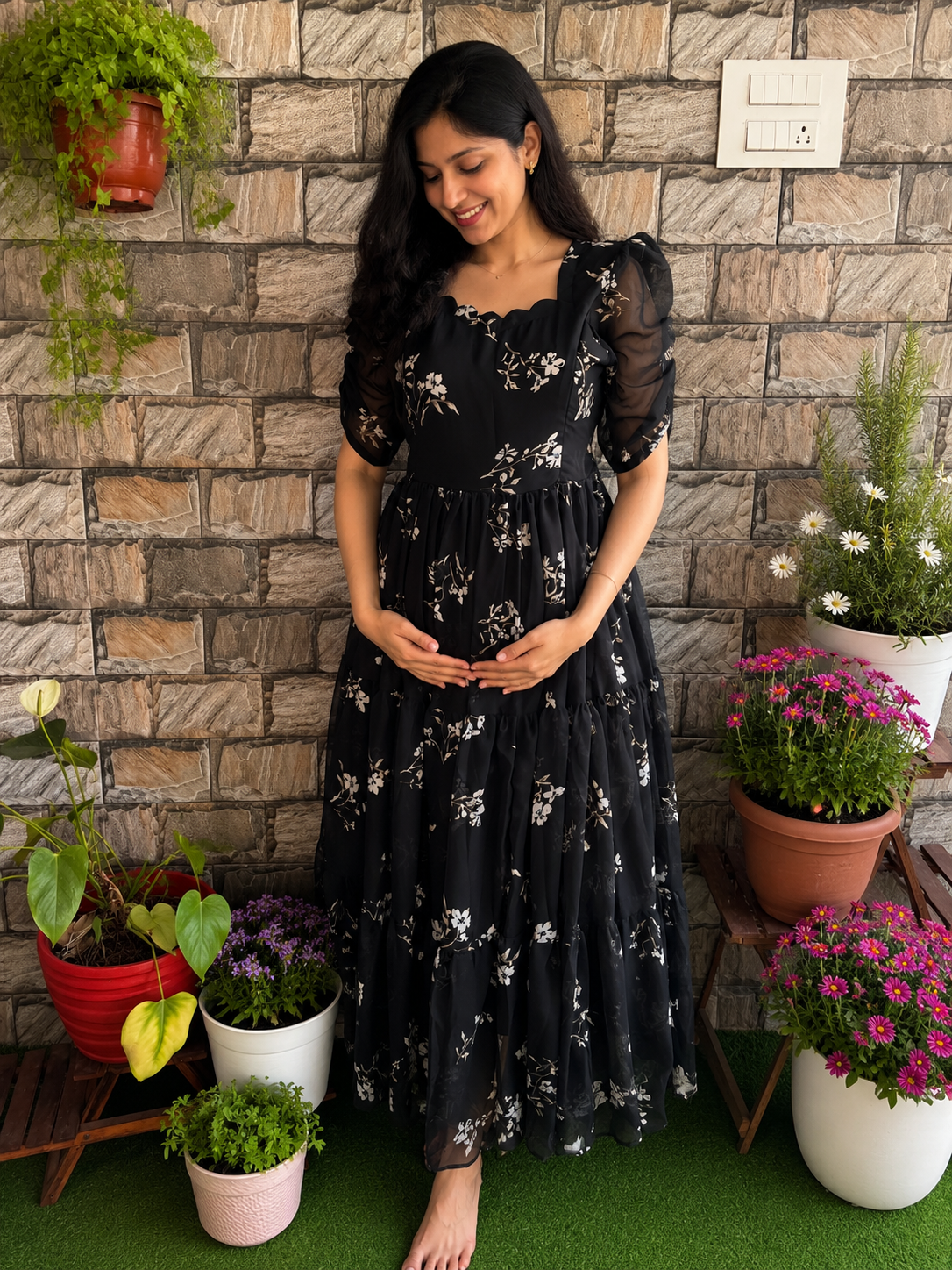 Feeding Maternity Georgette maxi BLACK