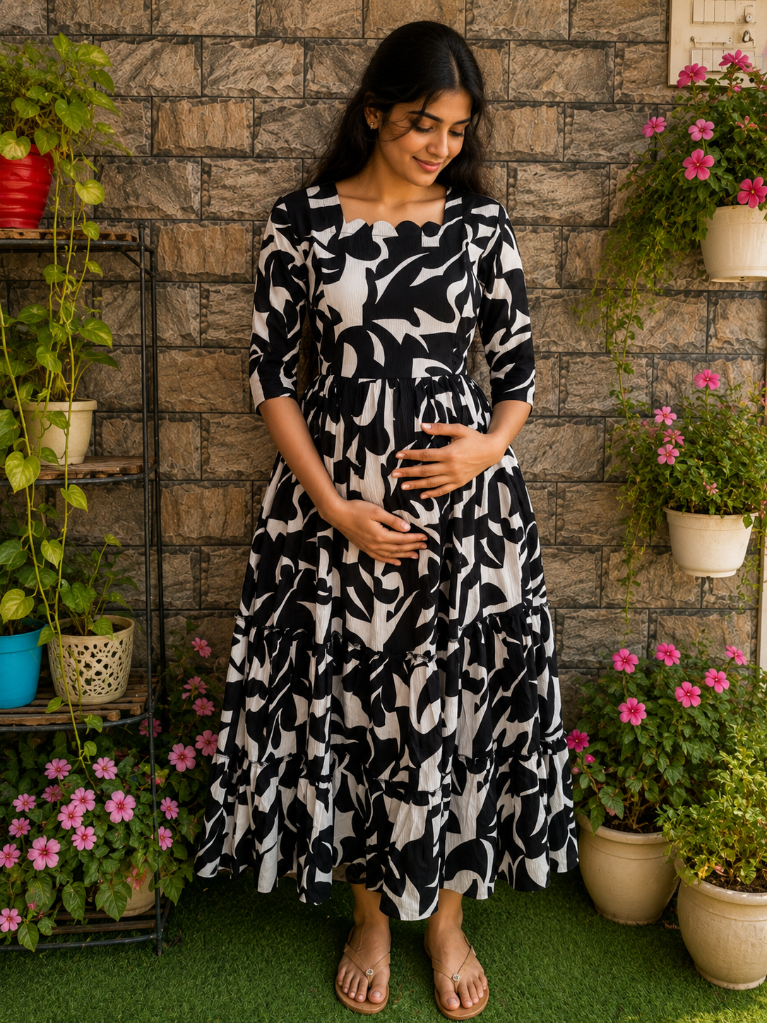 Delta Maternity maxi  BLACK Zebra