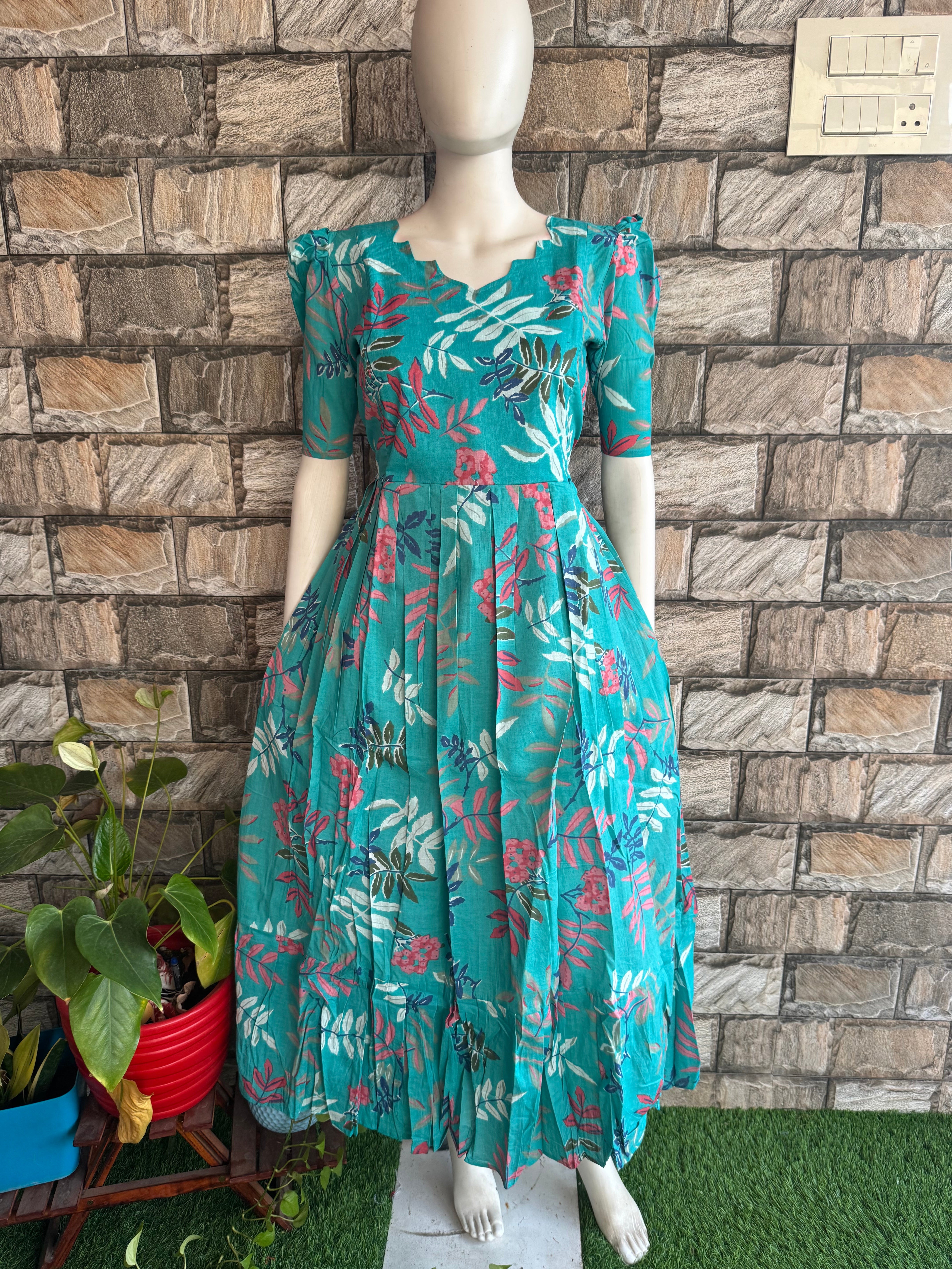 Pale Sky blue soft cotton Maternity maxi