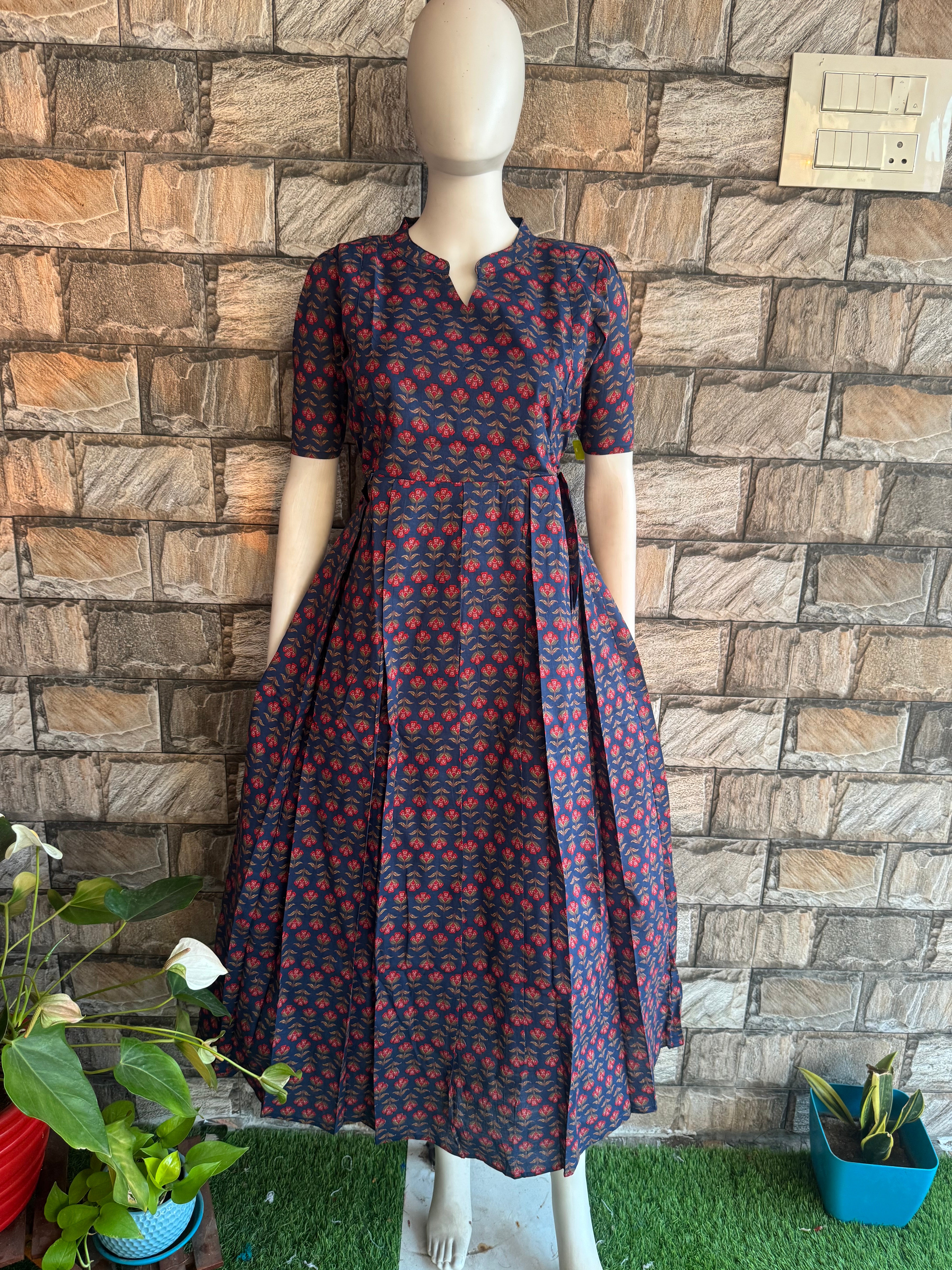 Navy soft cotton Maternity maxi Colar Maxi