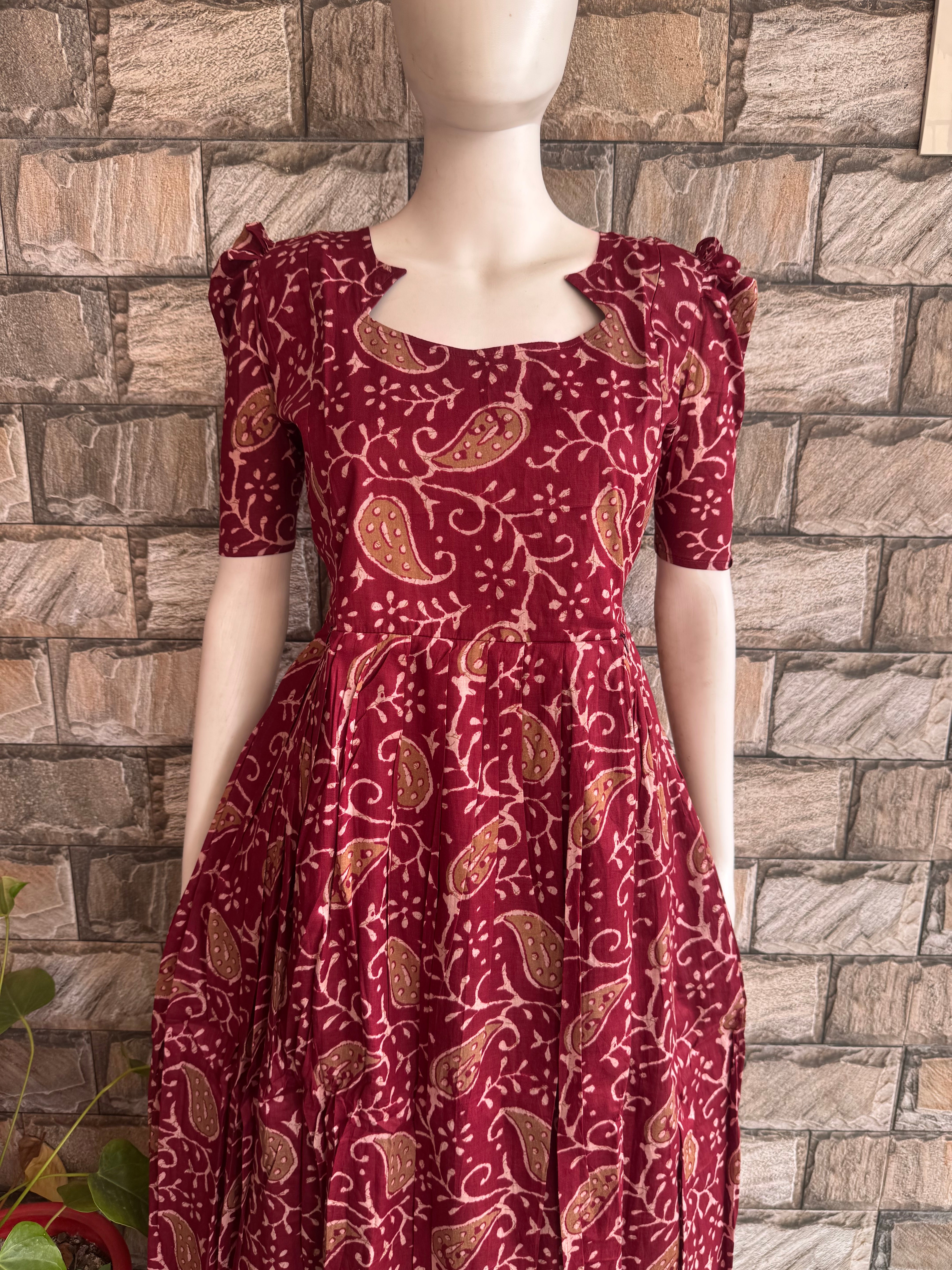 Soft cotton long Maternity maxi - Hibiscus