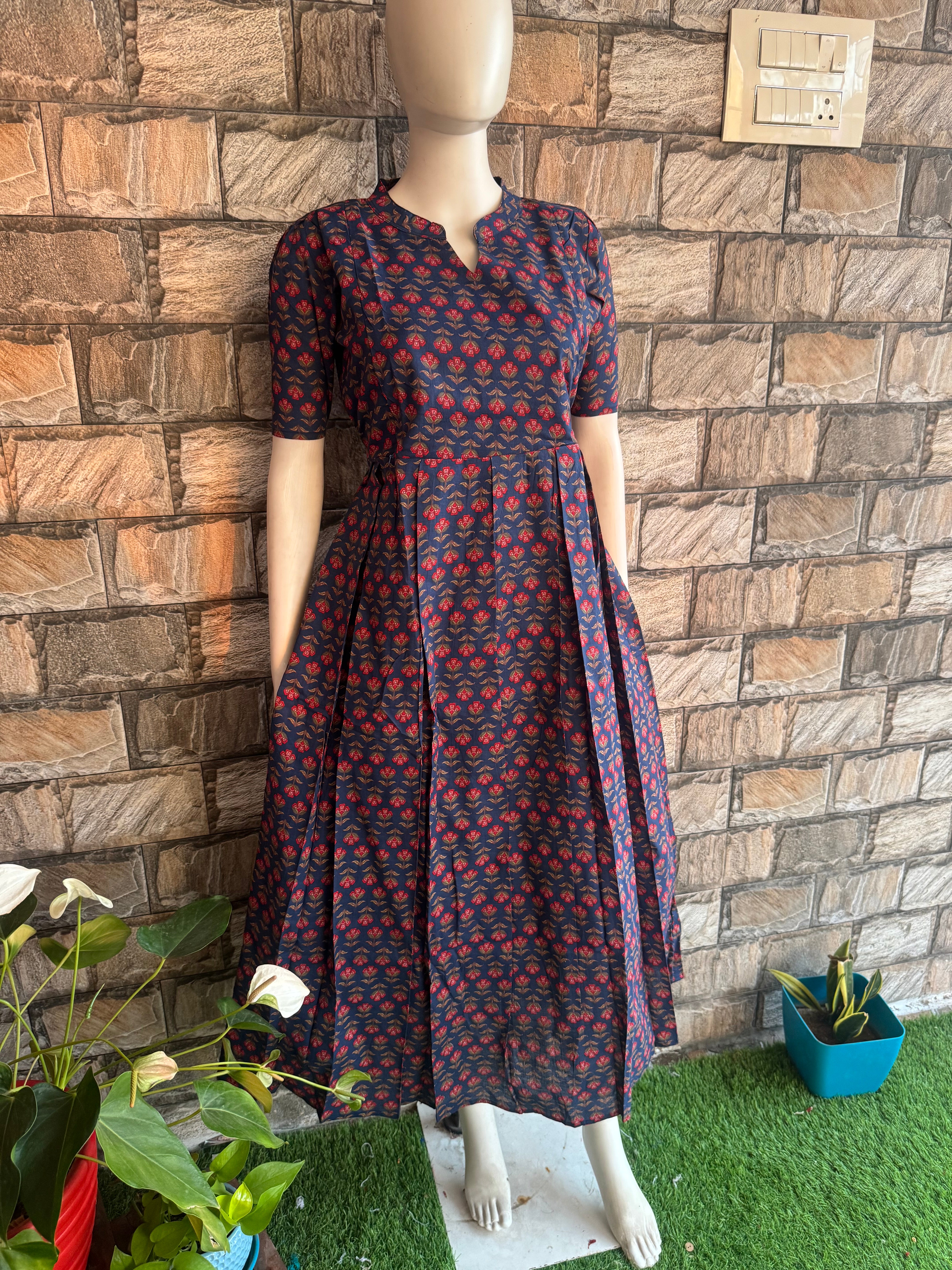 Navy soft cotton Maternity maxi Colar Maxi