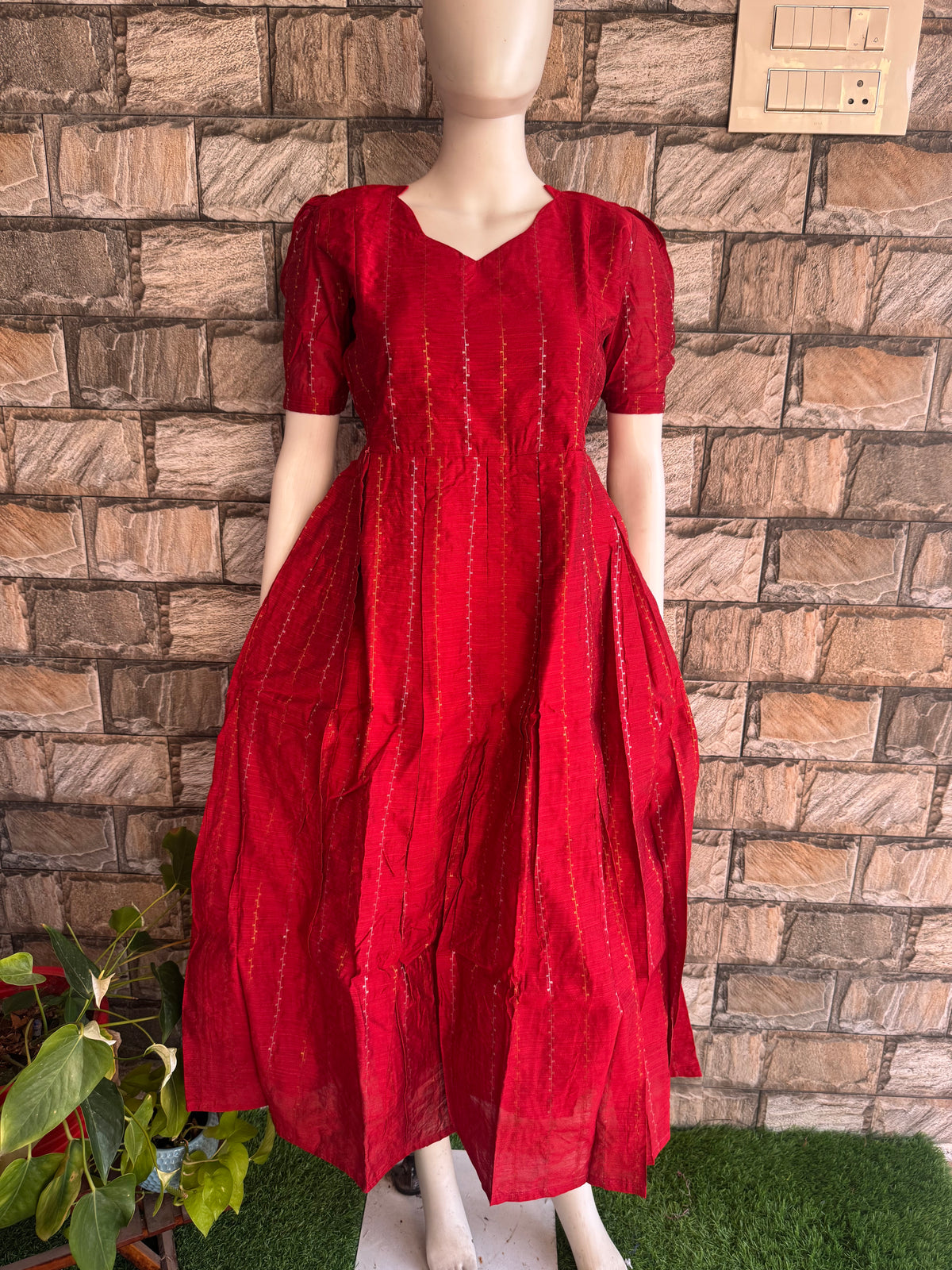 Raw silk Maternity Feeding maxi Budget launch including dupatta