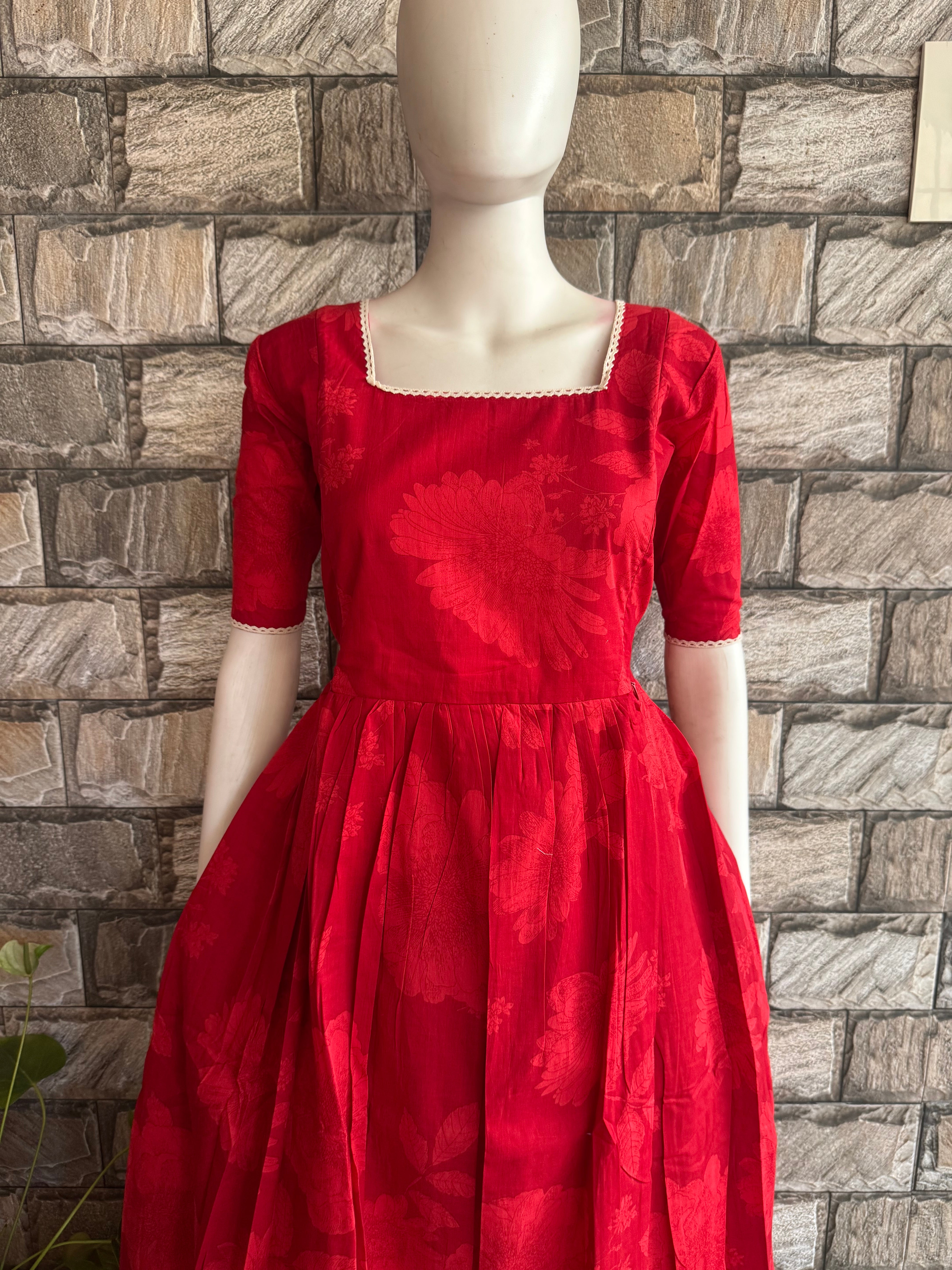 Soft cotton Maternity maxi - Red Blossom