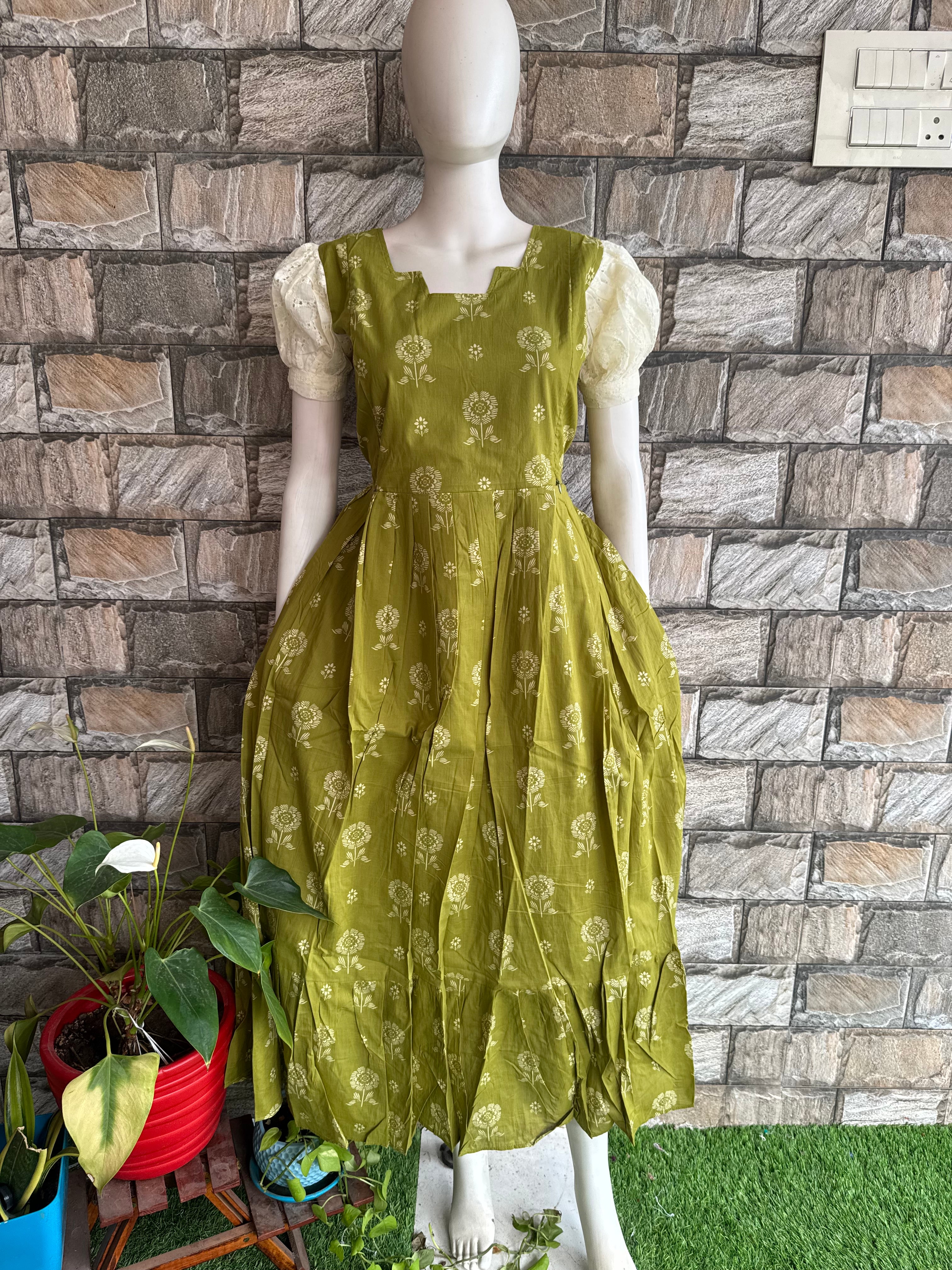 Parrot Green soft cotton Maternity maxi