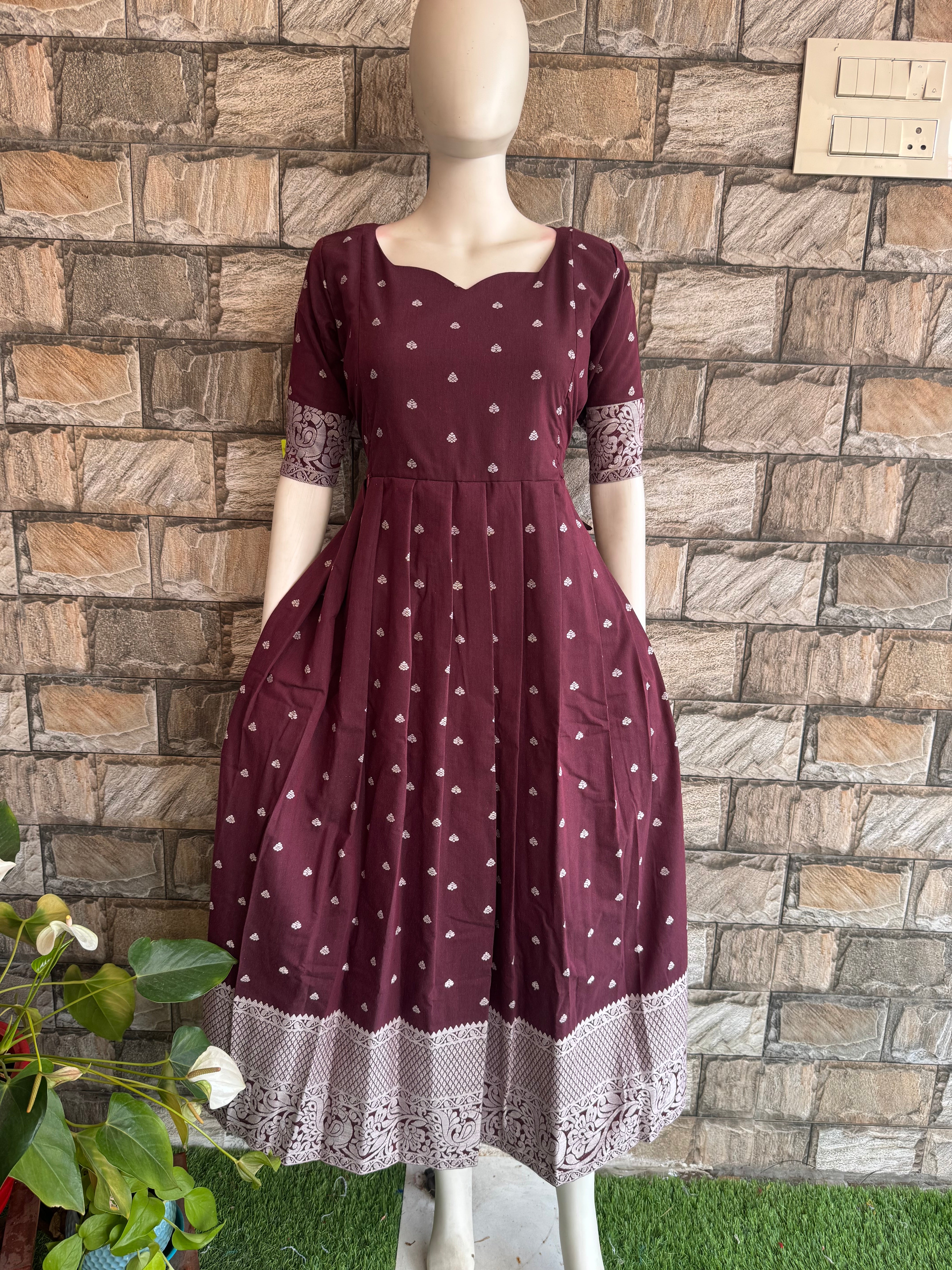 Plum Brown handloom Festive wear Maternity maxi Dispatch time 3 business days